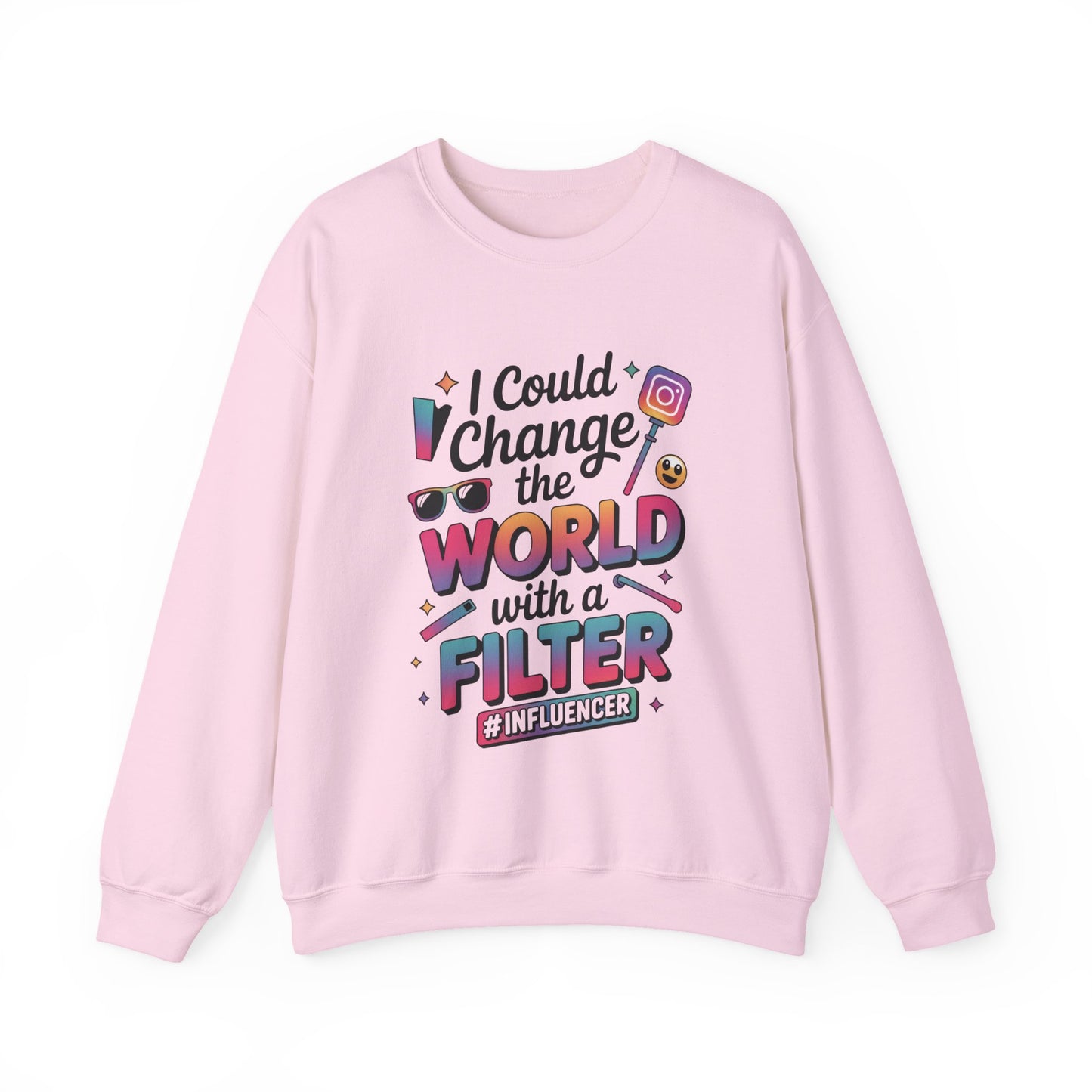 Womens Heavy Blend™ Crewneck Sweatshirt, Womens Influencer Sweatshirt, Funny Social Media Pullover, Cute Trendy Graphic Top