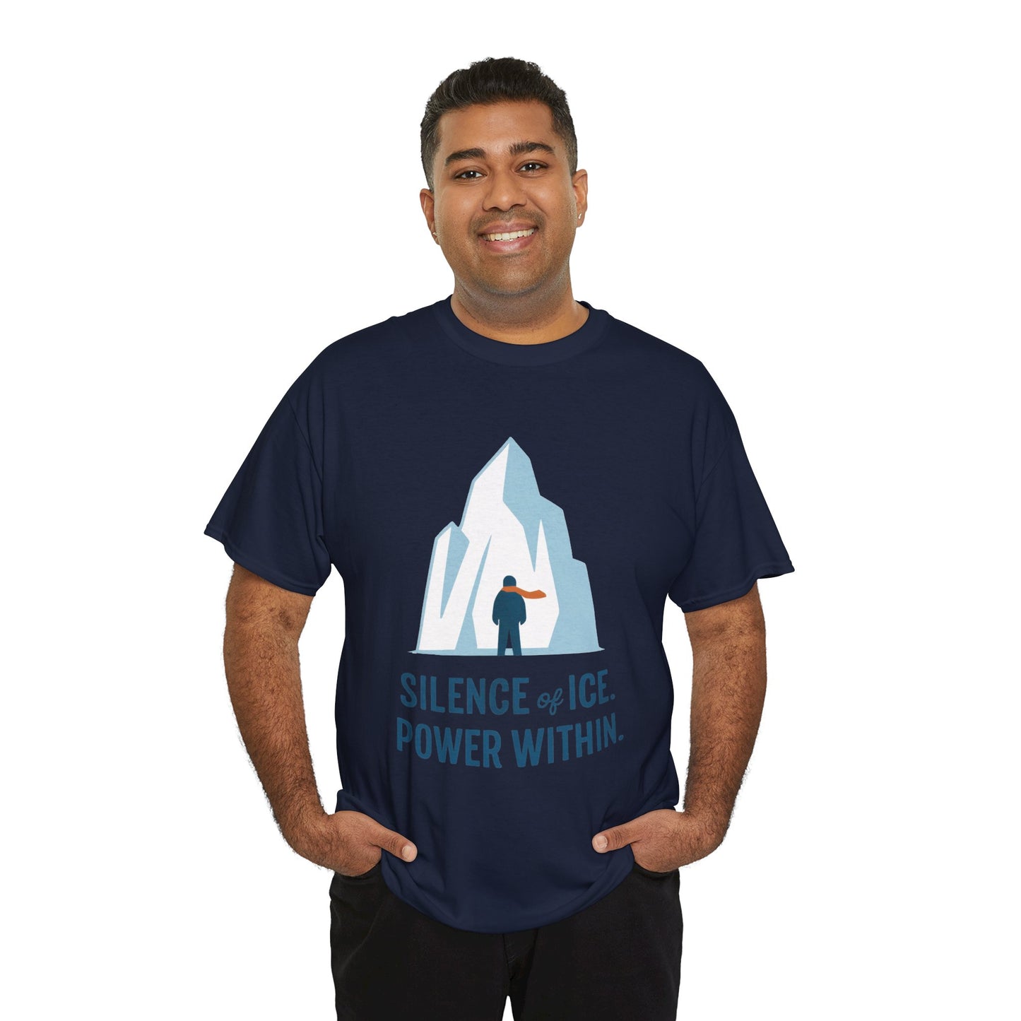 Silence of Ice Power Within Mens T-Shirt, Minimalist Nordic Iceberg Graphic Tee
