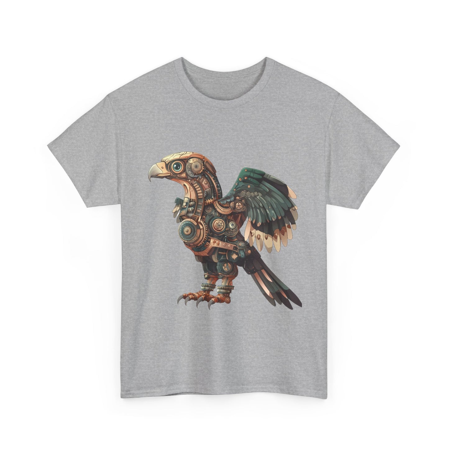 Steampunk Eagle Mens Tee, Cotton Tee with Mechanical Bird Design, Vintage Graphic Shirt, Gift for Bird Lovers, Unique Art Apparel