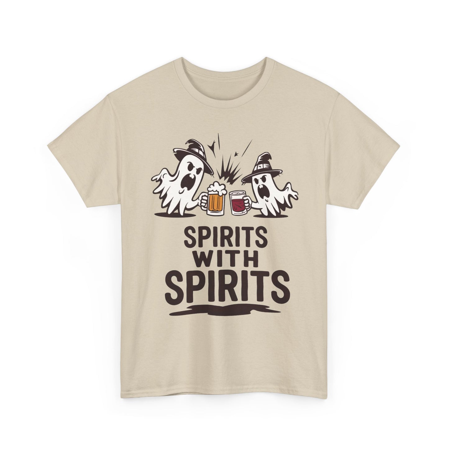 Spirits With Spirits Men's T-Shirt, Funny Ghost Drinking Halloween Party Graphic Tee