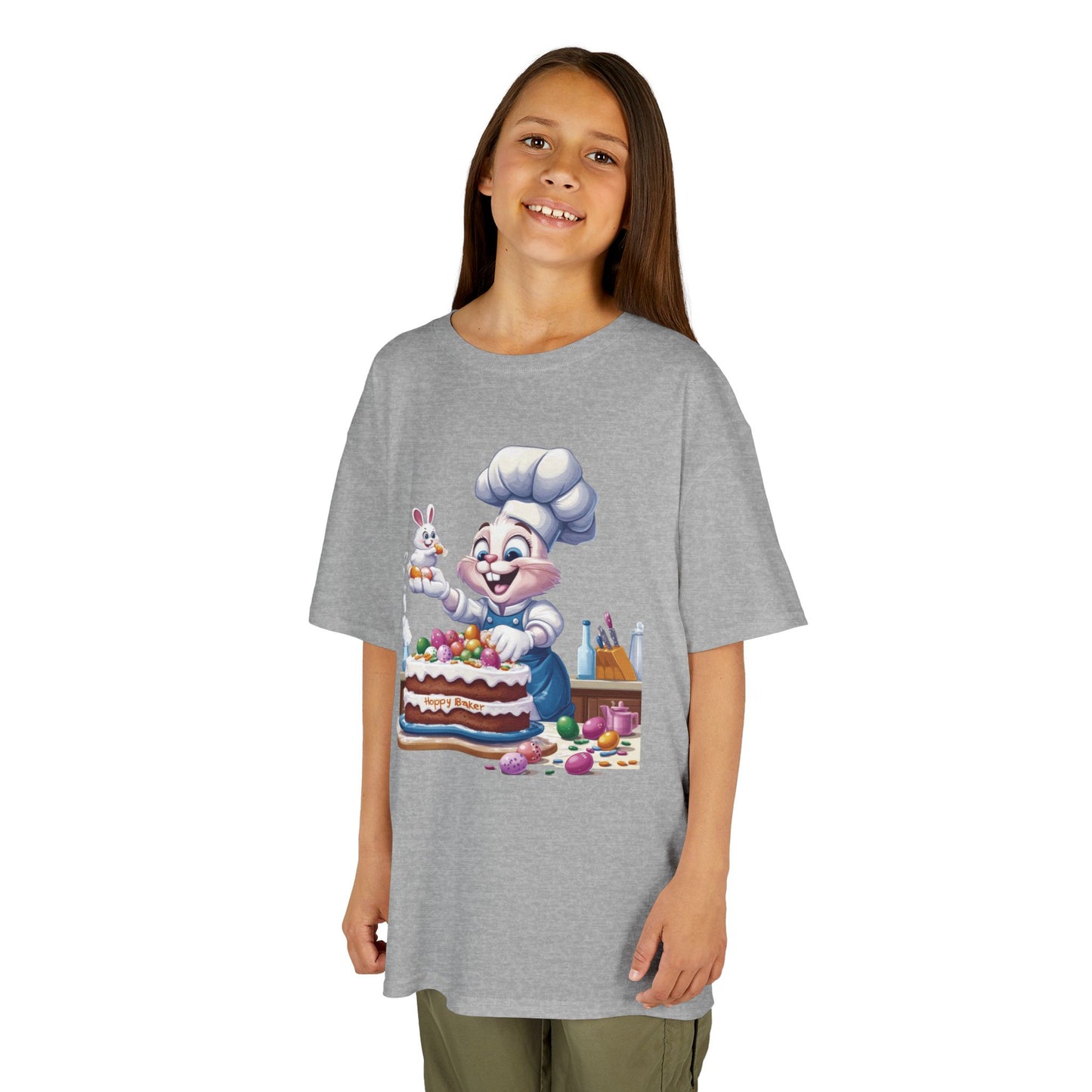 Pastry Chef Easter Bunny T-Shirt - Cute Spring Tee with Chef Bunny and Colorful Cake, Fun Holiday Gift for Kids and Bunny Lovers