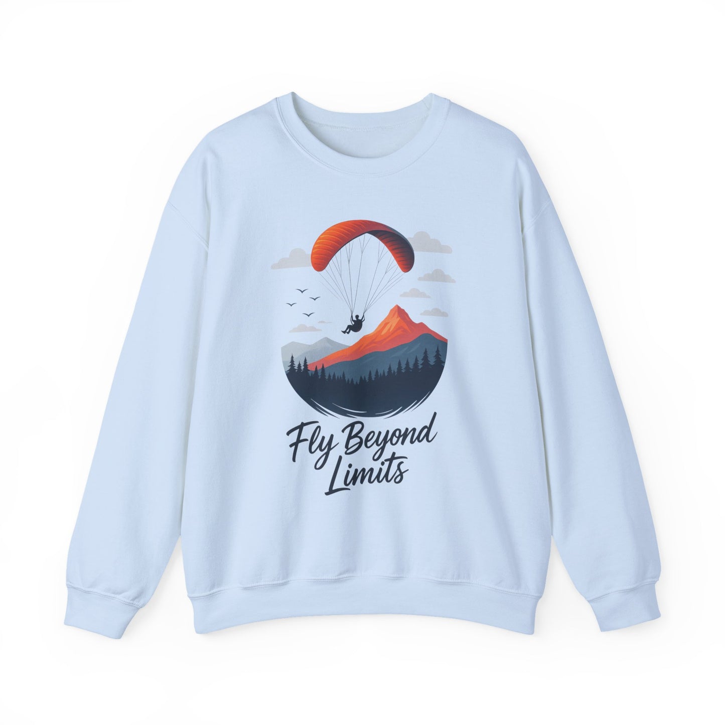 Adventure Inspiration Crewneck Sweatshirt - Fly Beyond Limits, Cozy Outdoor Outfit, Gift for Adventurers, Travel, Motivation Apparel