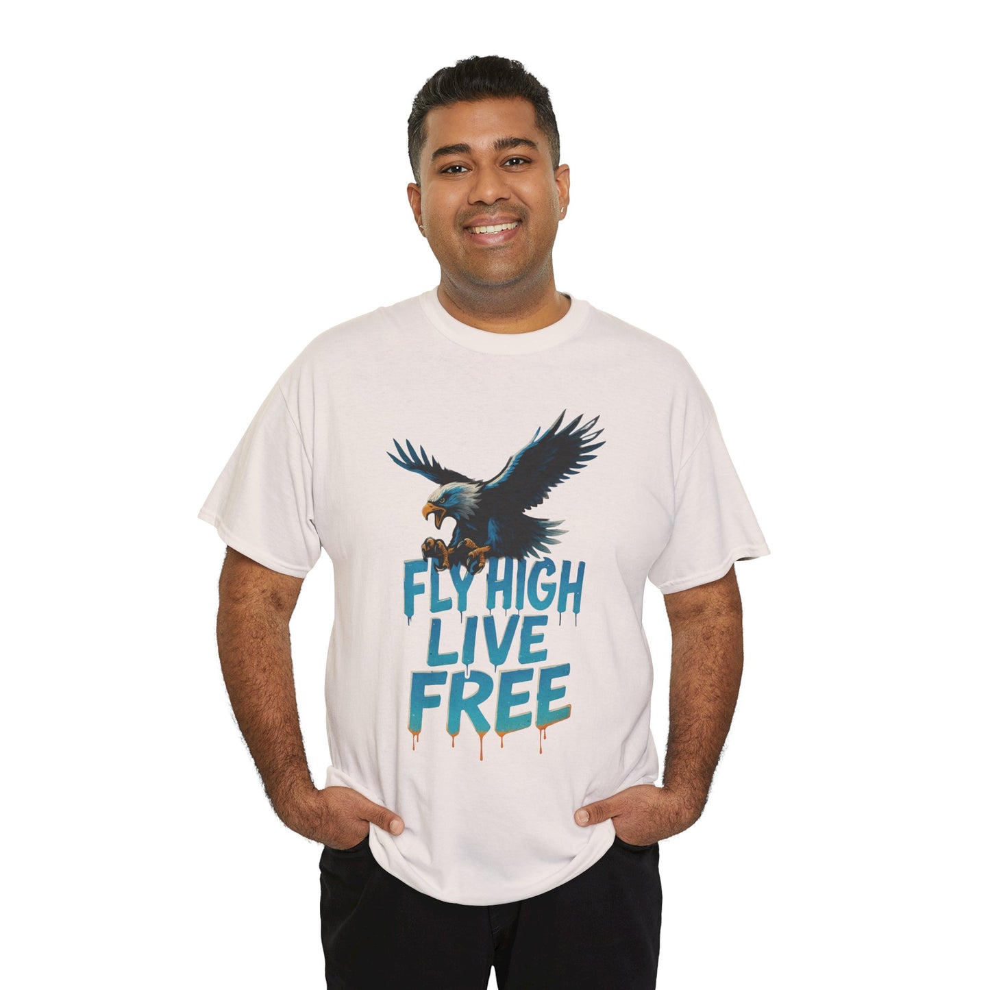 Fly High Live Free Eagle Graphic Mens T-Shirt, Eagle Tee, Fly Free Tee, Wild Flight