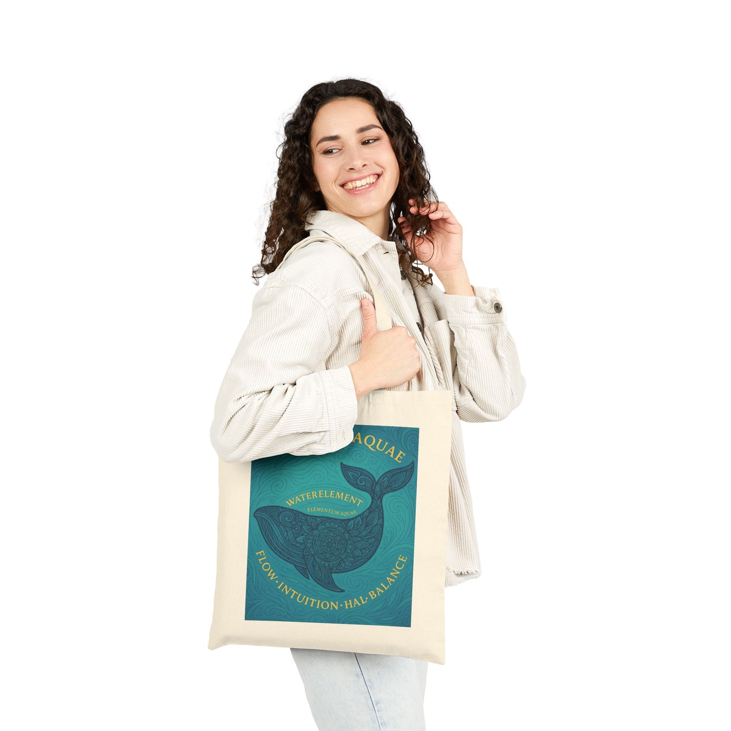 Water Element Whale Mandala Tote Bag, Sigillum Aquae, Flow, Intuition & Balance, Mystical Element Series, Mystical Journey
