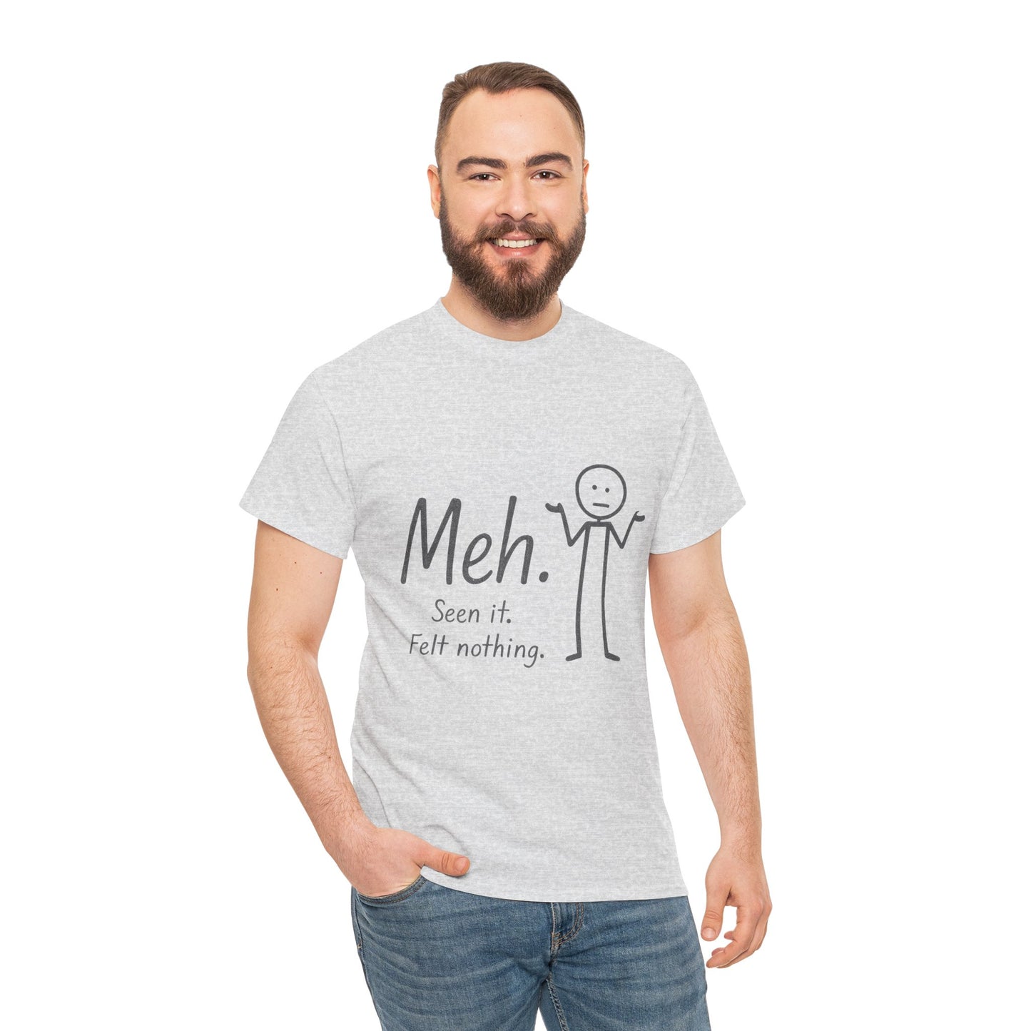 Meh. Heavy Cotton Men's Tee, Comfortable & Casual Humor Shirt, Gift for Friends, Relaxed Fit for Everyday Wear, Ideal for Birthdays, Moods