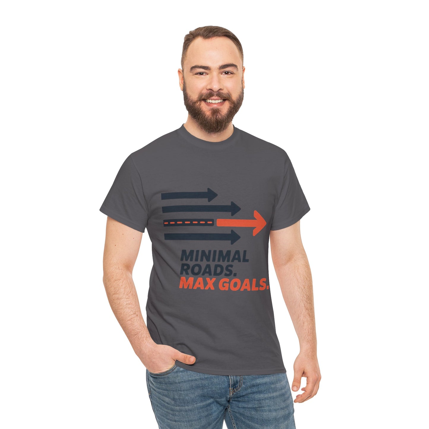 Minimal Roads Max Goals Motivational Mens T-Shirt, Urban Style Graphic Tee