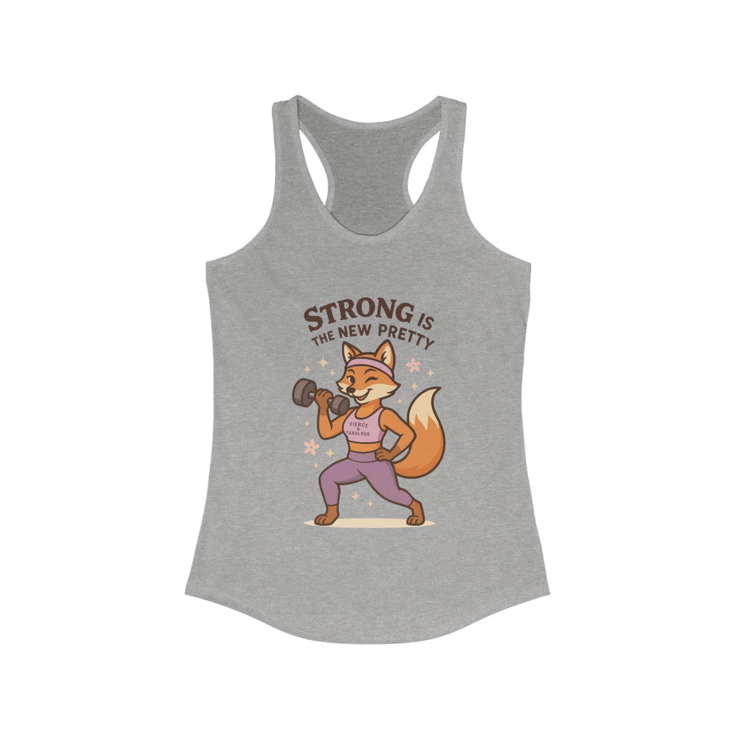 Strong is the New Pretty Tee, Inspirational Tank, Fitness Apparel, Gift for Her, Motivational Top, Cute Fox Design, Womens Gym Tank Top