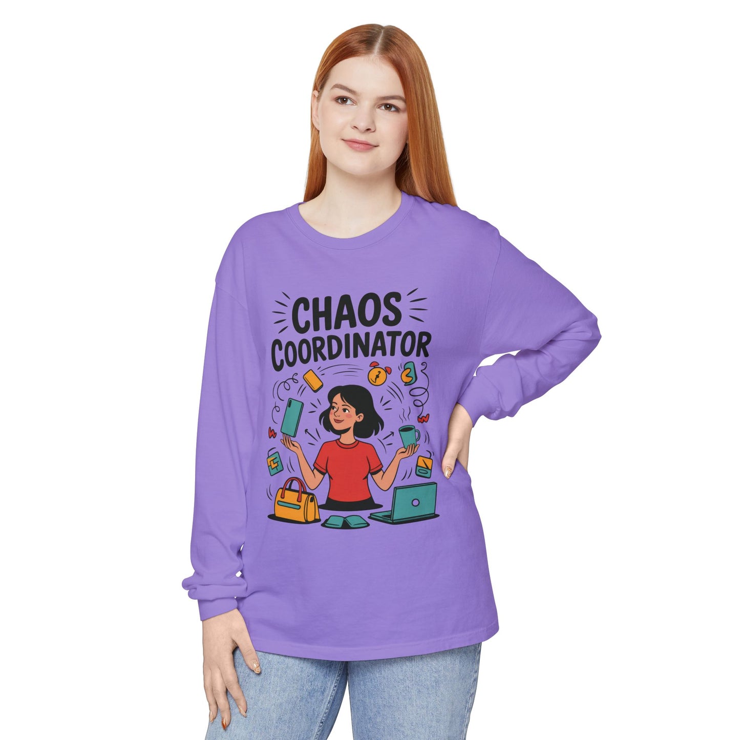 Chaos Coordinator Women's Long Sleeve, Mom Life Graphic Long Sleeve, Gift for Busy Moms, Multitasking Mom Gift, Cute Mother's Day Gift