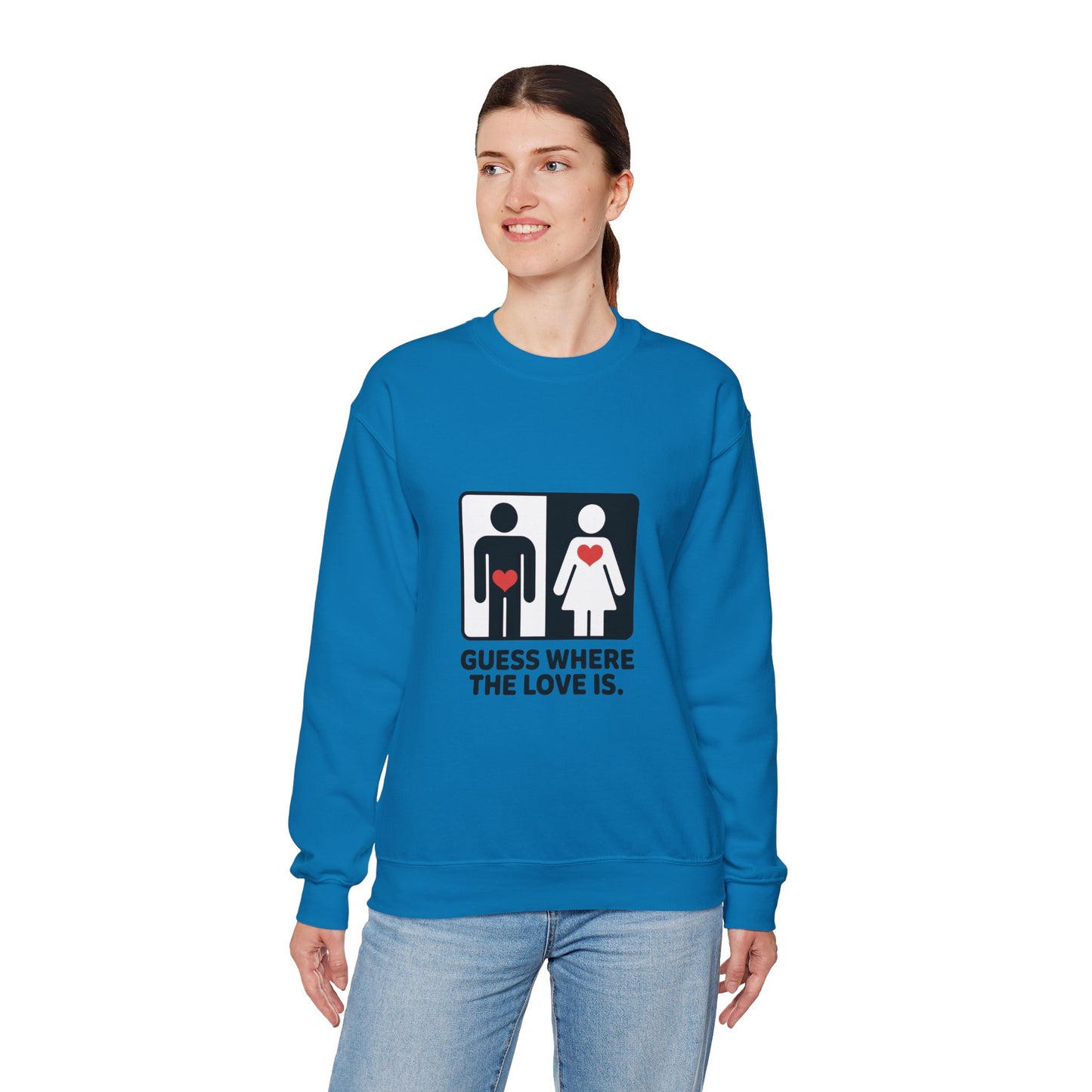 GuesWhere the Love Is Sweatshirt, Couples Gift, Valentines Day Apparel, Matching Sweatshirt, Relationship Sweatshirt, Love Joke Graphic