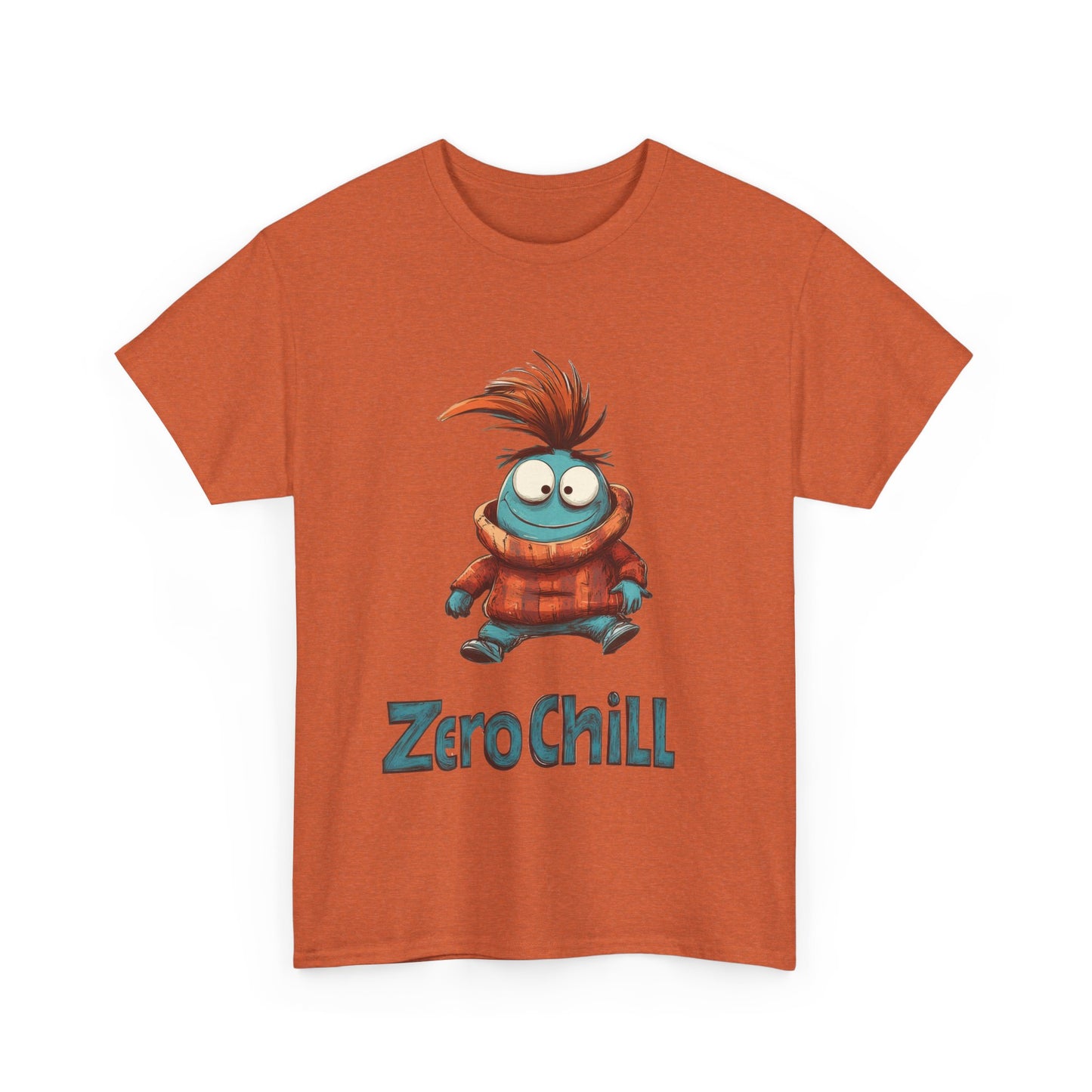 Zero Chill Funny Cartoon Character Tee, Quirky Cute Monster Shirt, Chill Vibes Humor Gift, Fun Cartoon T-Shirt, Chill Vibe Shirt
