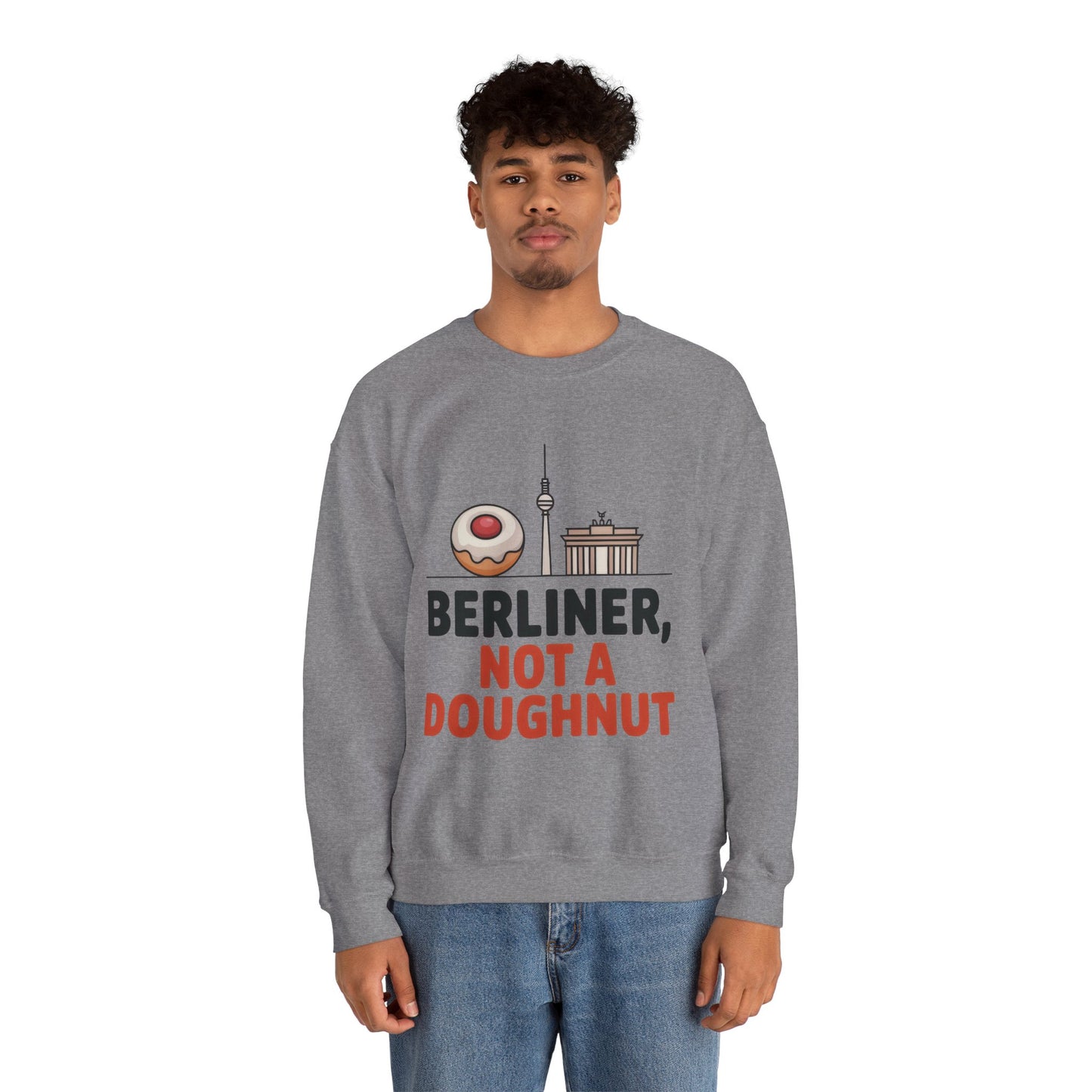 Mens Heavy Blend™ Crewneck Sweatshirt, Berliner Not a Doughnut Funny Berlin Mens Sweatshirt
