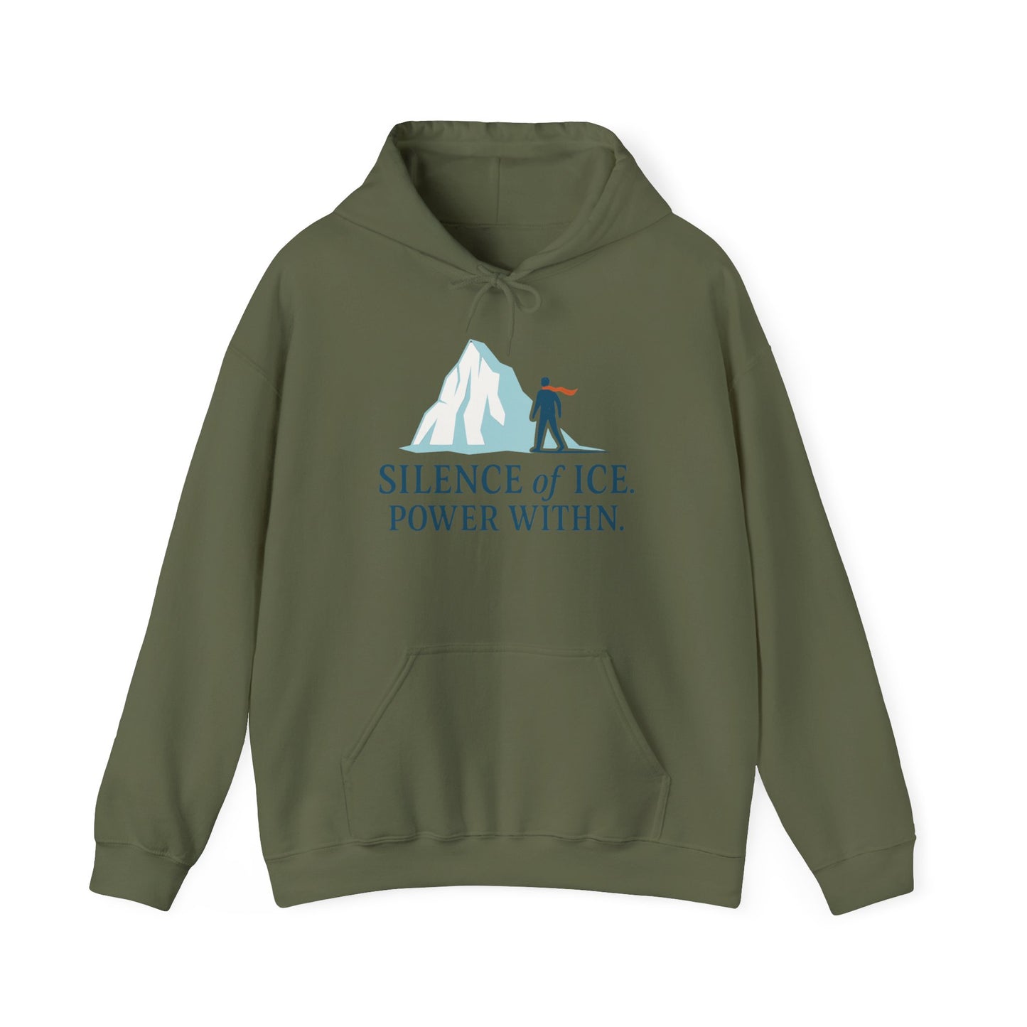 Men's Heavy Blend™ Hooded Sweatshirt, Silence of Ice Power Within Hoodie, Nordic Minimal Iceberg Graphic Streetwear