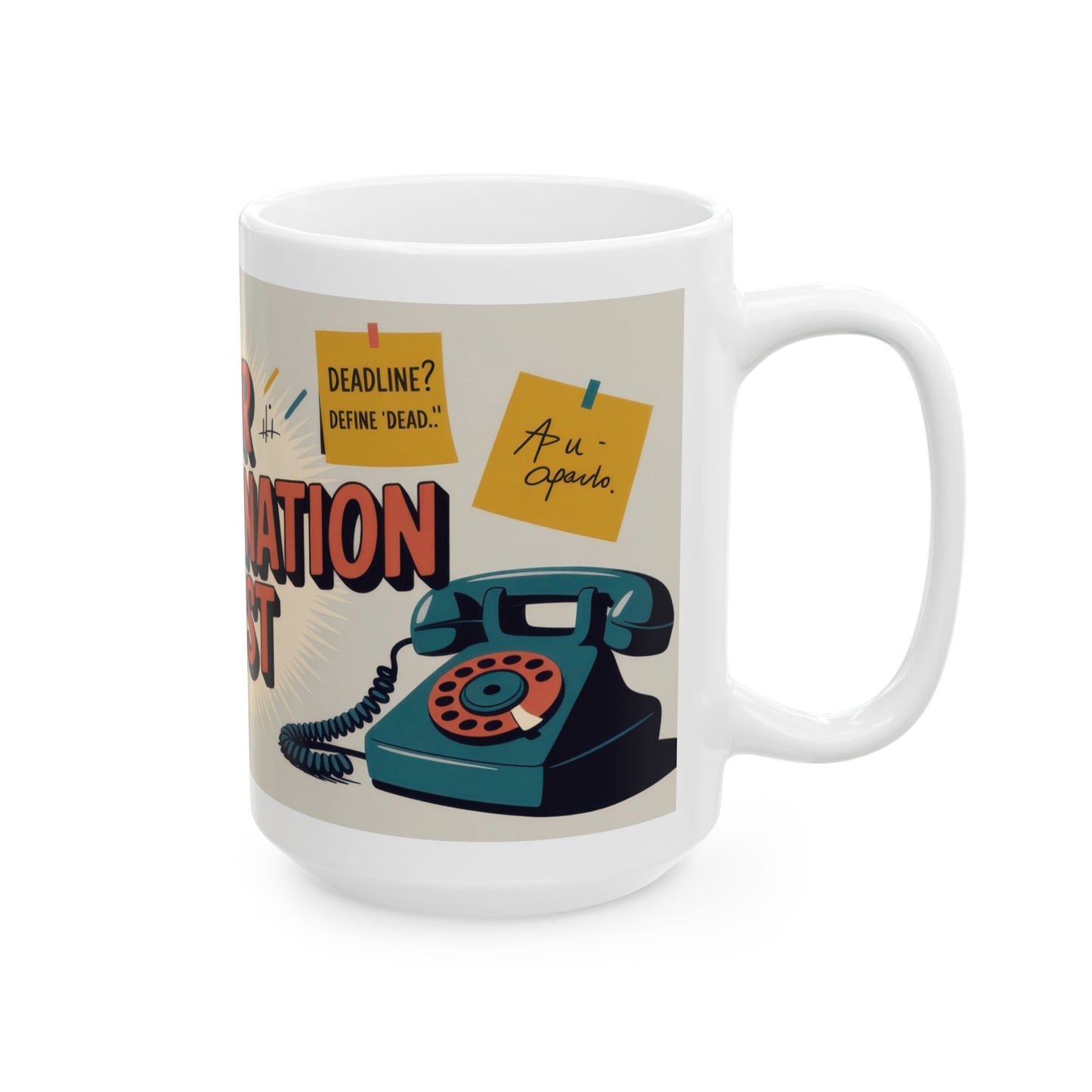 Senior Procrastination Analyst Mug, Funny Coffee Cup for Office, Gift for Coworkers, Humorous Ceramic Mug, Deadline Joke Coffee Mug