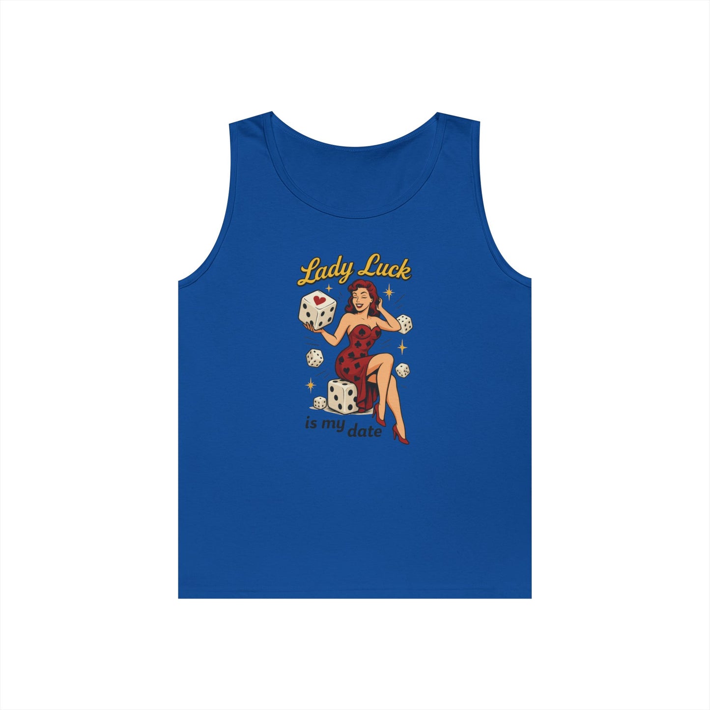 Lucky Me Tank Top, Retro Lady Luck Tee for Men, Gambling & Dice Themed Tee, Vintage Pin-Up Vegas Gift, Good Luck Gifts, for Luck Enthusiasts