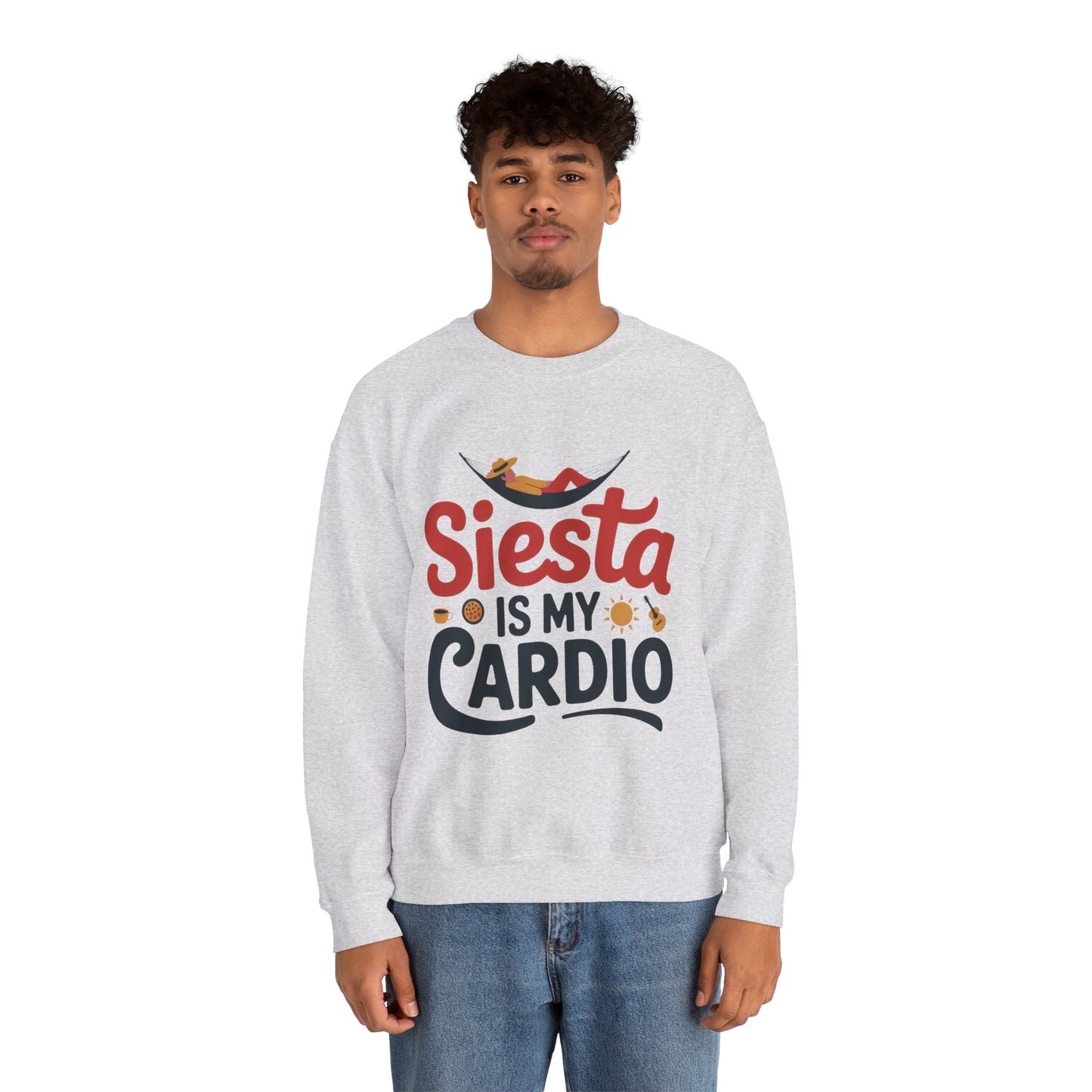 Men's Heavy Blend™ Crewneck Sweatshirt, Siesta Is My Cardio Funny Mens Sweatshirt Spain Gift