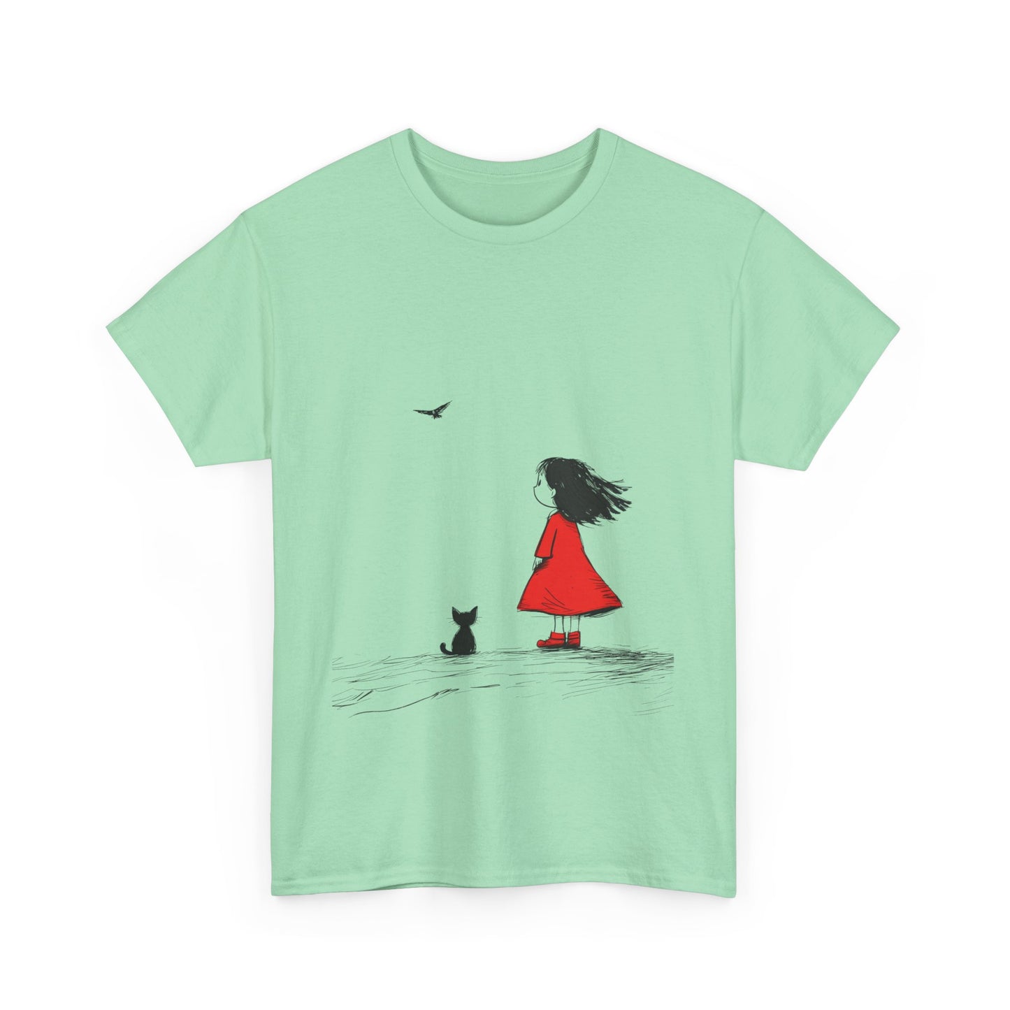 Cat Lover Tee, Cute Graphic T-Shirt, Cat & Girl Design, Gift for Cat Owners, Casual Stylish Unisex Cotton Shirt, Women's Cotton T-Shirt