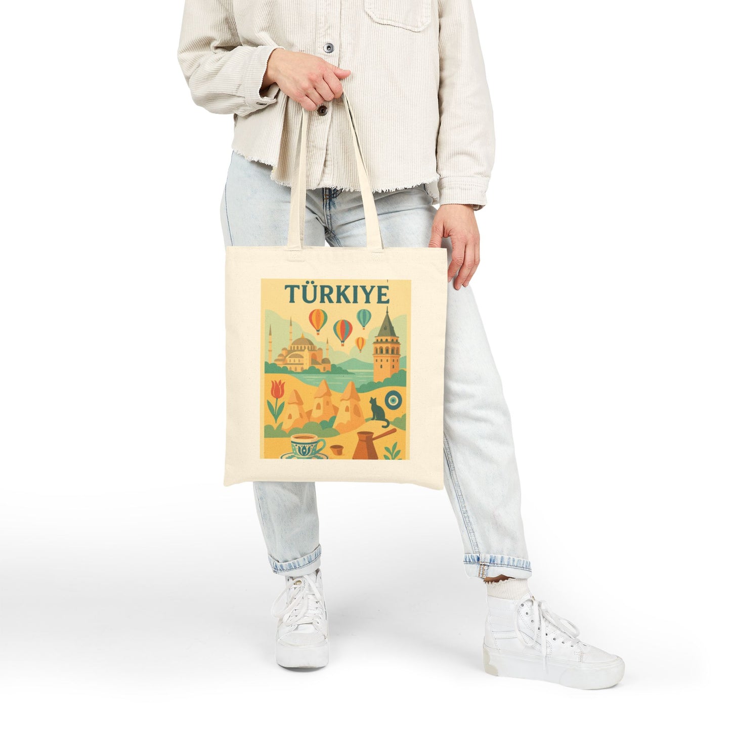 Turkey Adventure Cotton Canvas Tote Bag, Eco-Friendly Grocery, Travel, Beach Bag, Gift for Travelers, Vintage Design