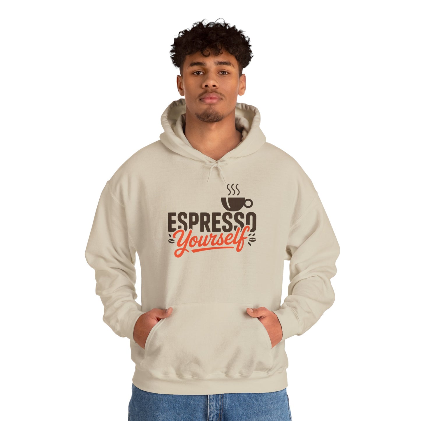 Men's Heavy Blend™ Hooded Sweatshirt, Espresso Yourself Mens Hoodie, Coffee Lover Funny Graphic Pullover