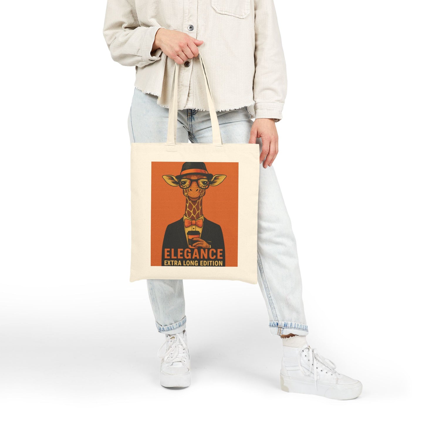 Elegant Giraffe Canvas Tote Bag, Eco-Friendly Fashion, Reusable Shopping, Gift for Animal Lovers, Unique Design, Stylish Carry-All