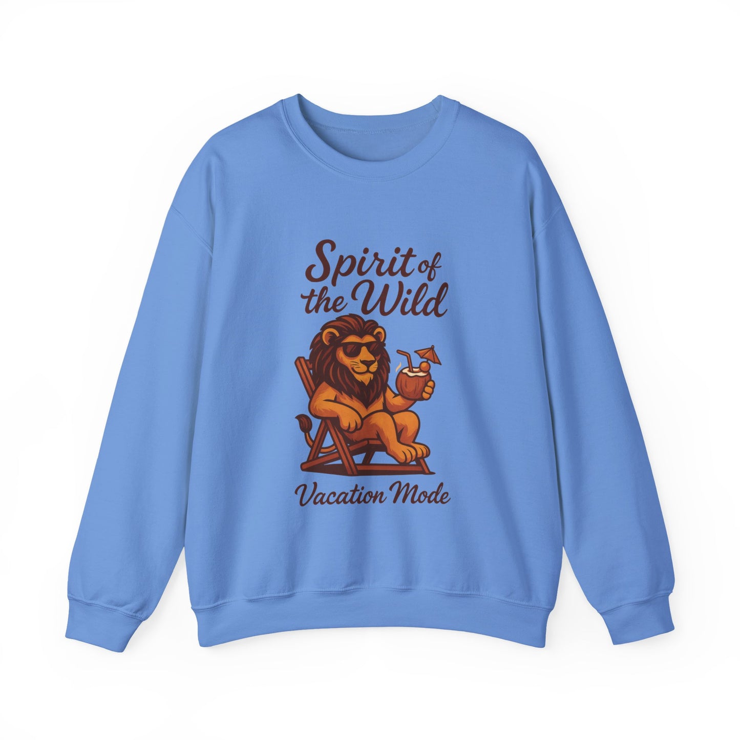 Spirit of the Wild Lion Mens Sweatshirt - Vacation Mode Funny Relaxed Jungle King Pullover, Fun Gift for Travelers