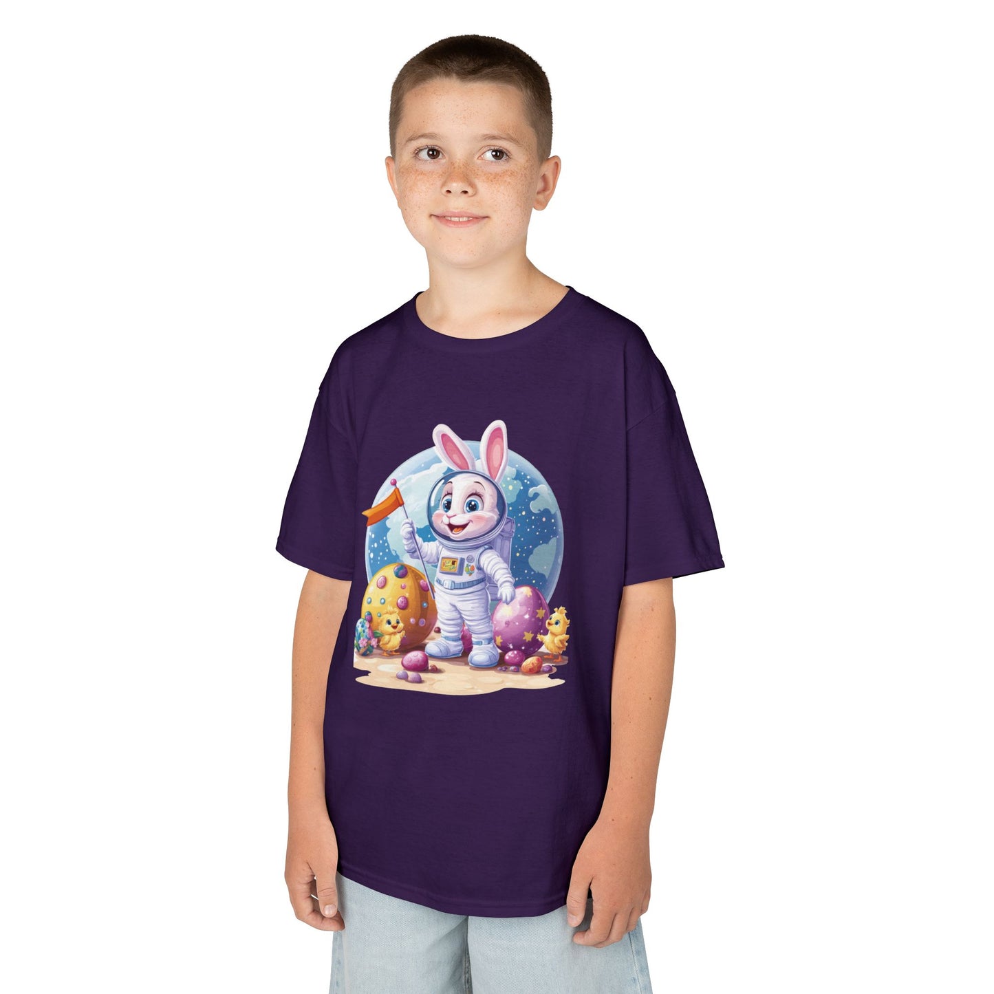 Kids Easter Astronaut Bunny T-Shirt, Space Bunny with Eggs, Galaxy Adventure Tee, Cute Bunny Gift for Boys and Girls