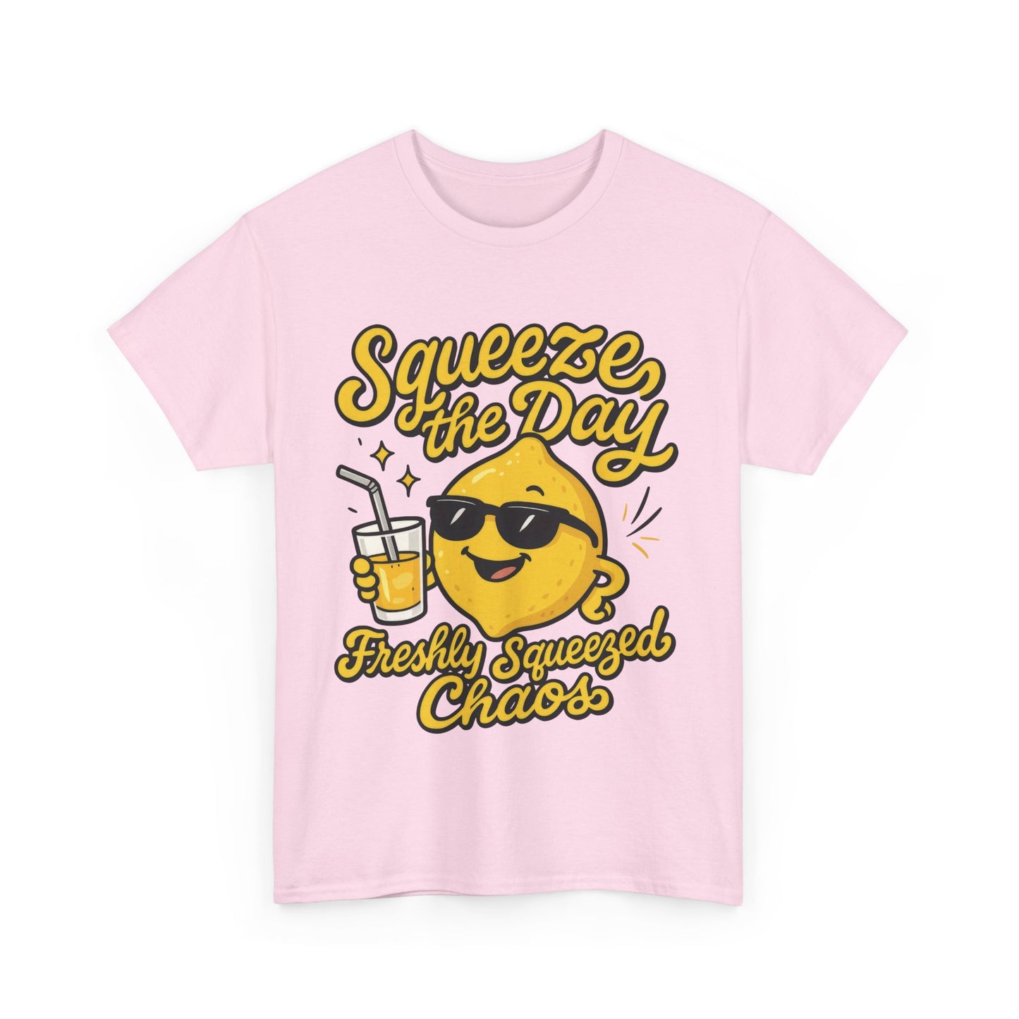 Funny Lemon Shirt for Women - Squeeze The Day Freshly Squeezed Chaos Tee - Cute Positive Citrus Graphic Tee, Fun Summer Tee for Beach Vibes