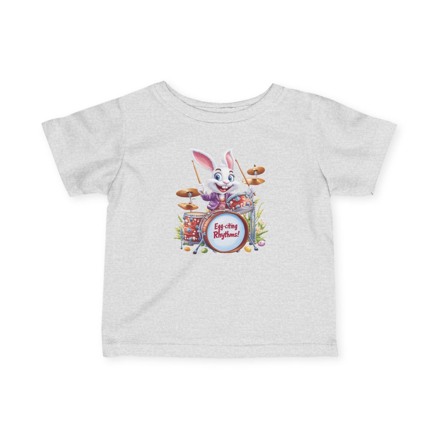 Baby Easter Bunny Drummer Tee - Cute Infant Music Shirt for 6-24 Months, Fun Spring Gift for Babies, Adorable Bunny Playing Drums