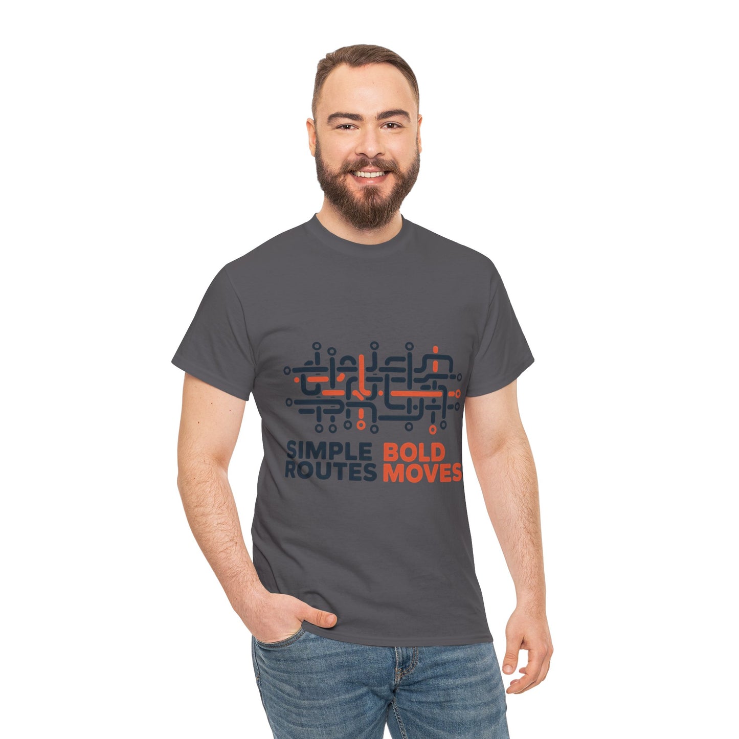 Simple Routes Bold Moves Mens T-Shirt, Minimal Urban Metro Map Graphic Tee