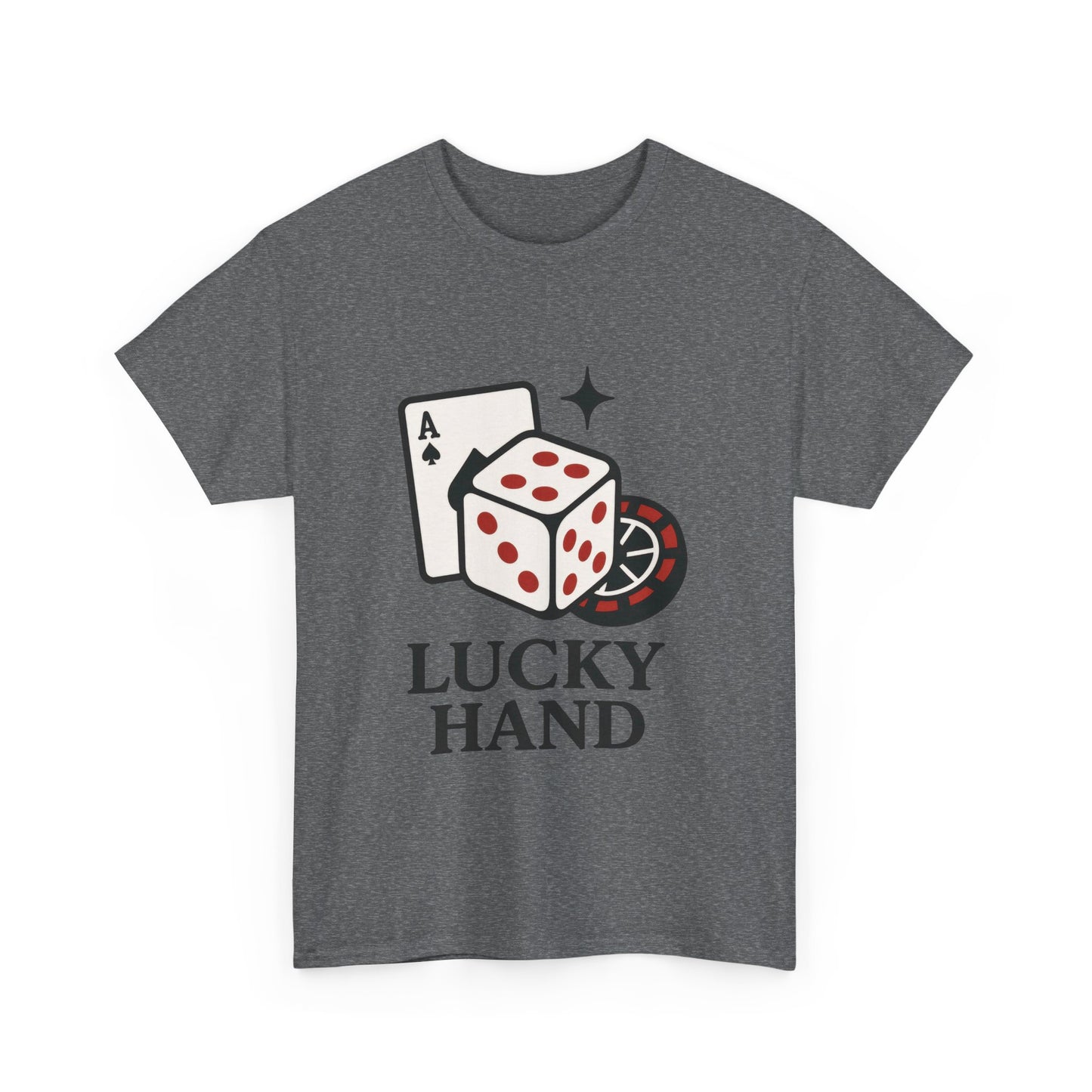 Lucky Hand Unisex Heavy Cotton Tee, Gambling Shirt, Casino Wear, Good Luck Gift, Poker T-Shirt, Casual Vintage Style