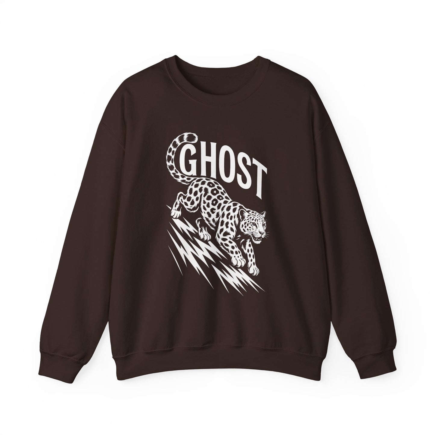 Ghost Leopard Crewneck Sweatshirt, Unisex Fashion, Cozy Casual Wear, Graphic Sweatshirt, Wild Animal Art, Gift for Animal Lovers