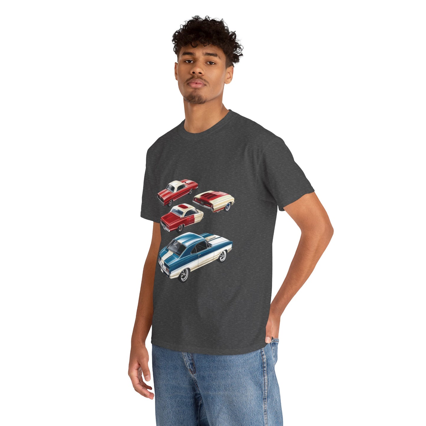 Vintage Muscle Car T-Shirt, Mens Cotton Tee with Retro American Classic Car Illustration, Gift for Car Lovers, Classic Car Graphic Tee