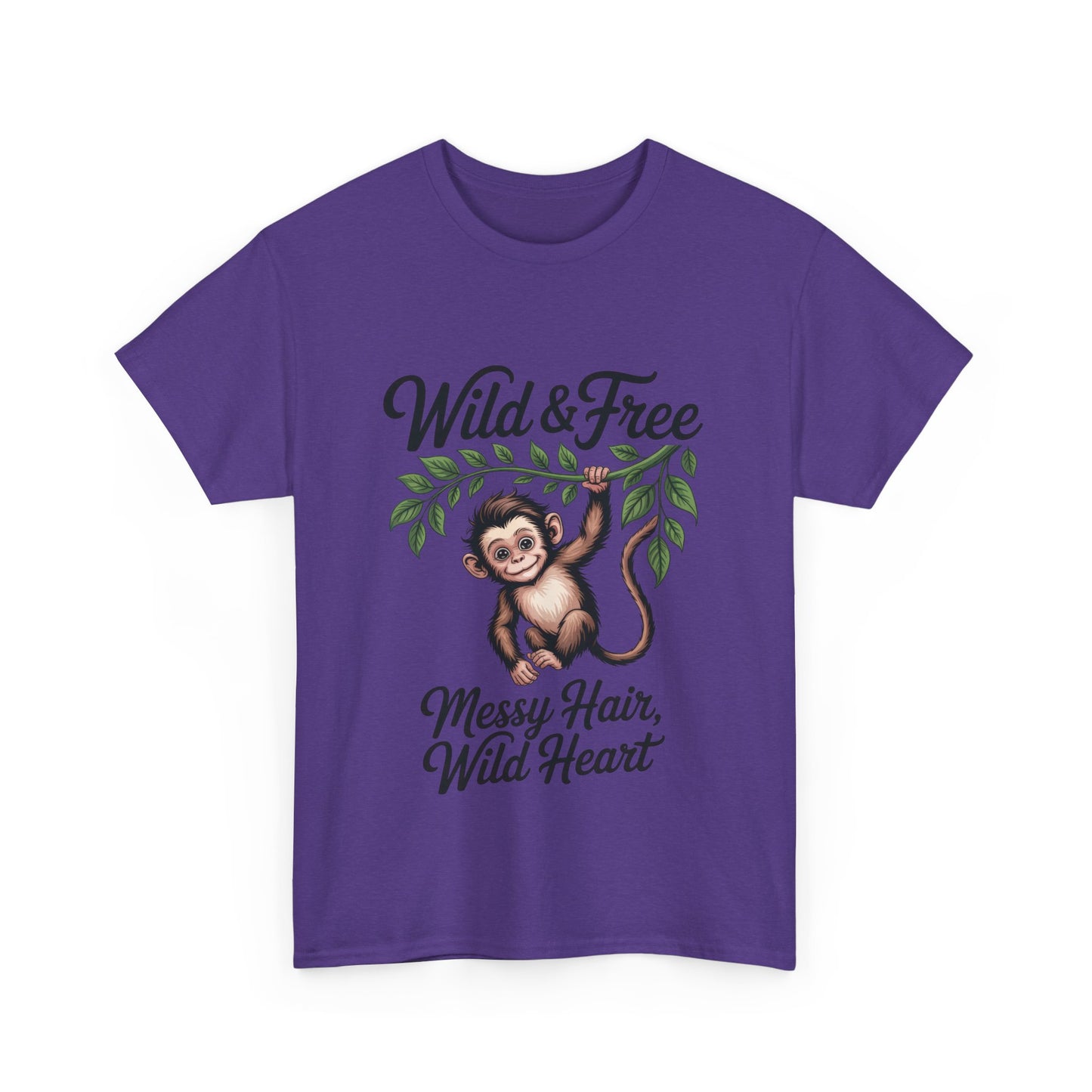 Wild & Free Monkey Shirt, Messy Hair Wild Heart Womens Tee, Cute Jungle Animal T-Shirt, Boho Adventure Graphic, Fun Nature Lover Gift