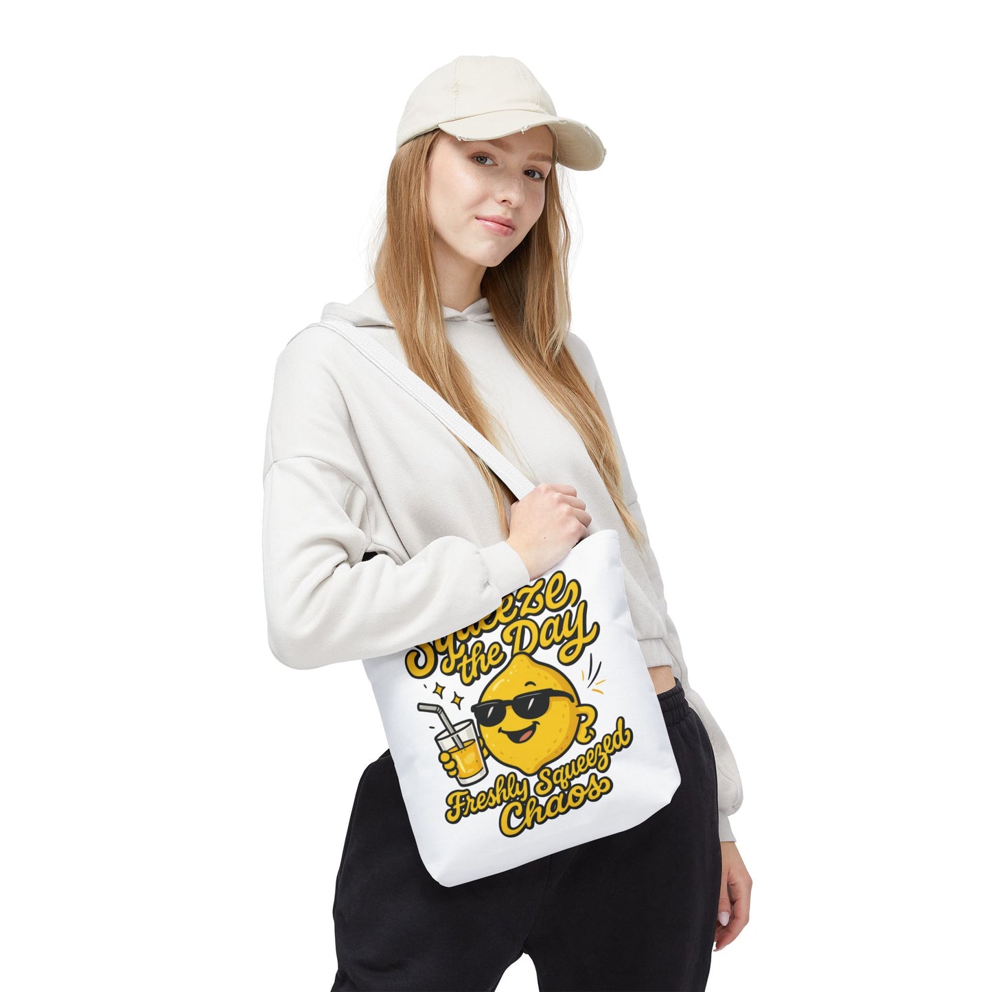 Lemon Themed Tote Bag, Squeeze the Day, Shopping Bag, Gift for Citrus Lovers, Eco-Friendly Carrier, Summer Accessory