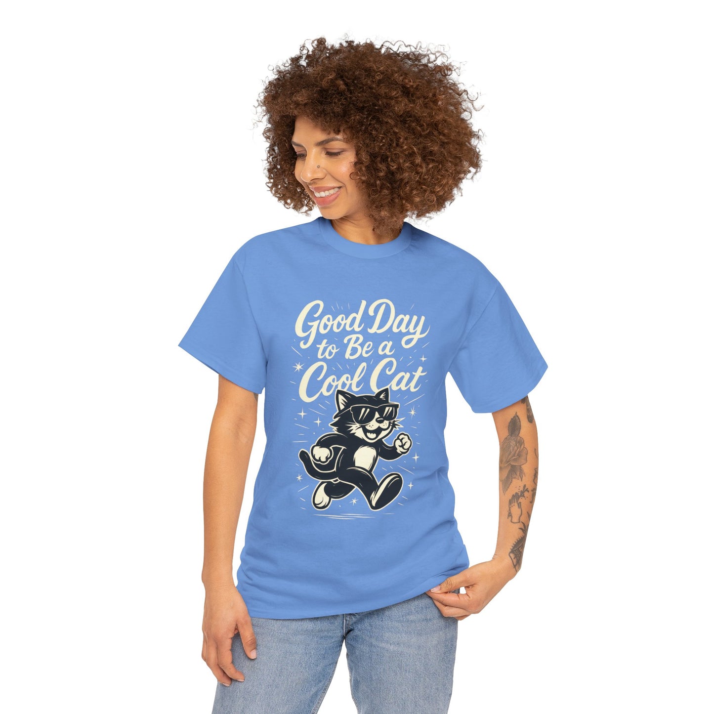 Good Day to Be a Cool Cat Womens Shirt - Funny Retro Kitty Graphic Tee for Women - Cute Cat Lover Gift, Fun T-Shirt, Unique Everyday Wear