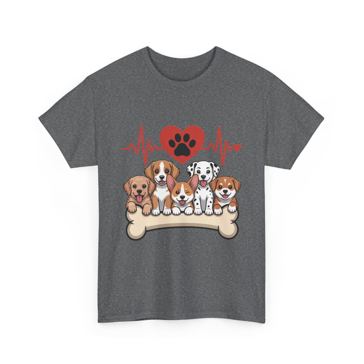 Cute Puppy Heartbeat Women's T-Shirt, Dog Lover Gift, Paw Print Heart Graphic Tee