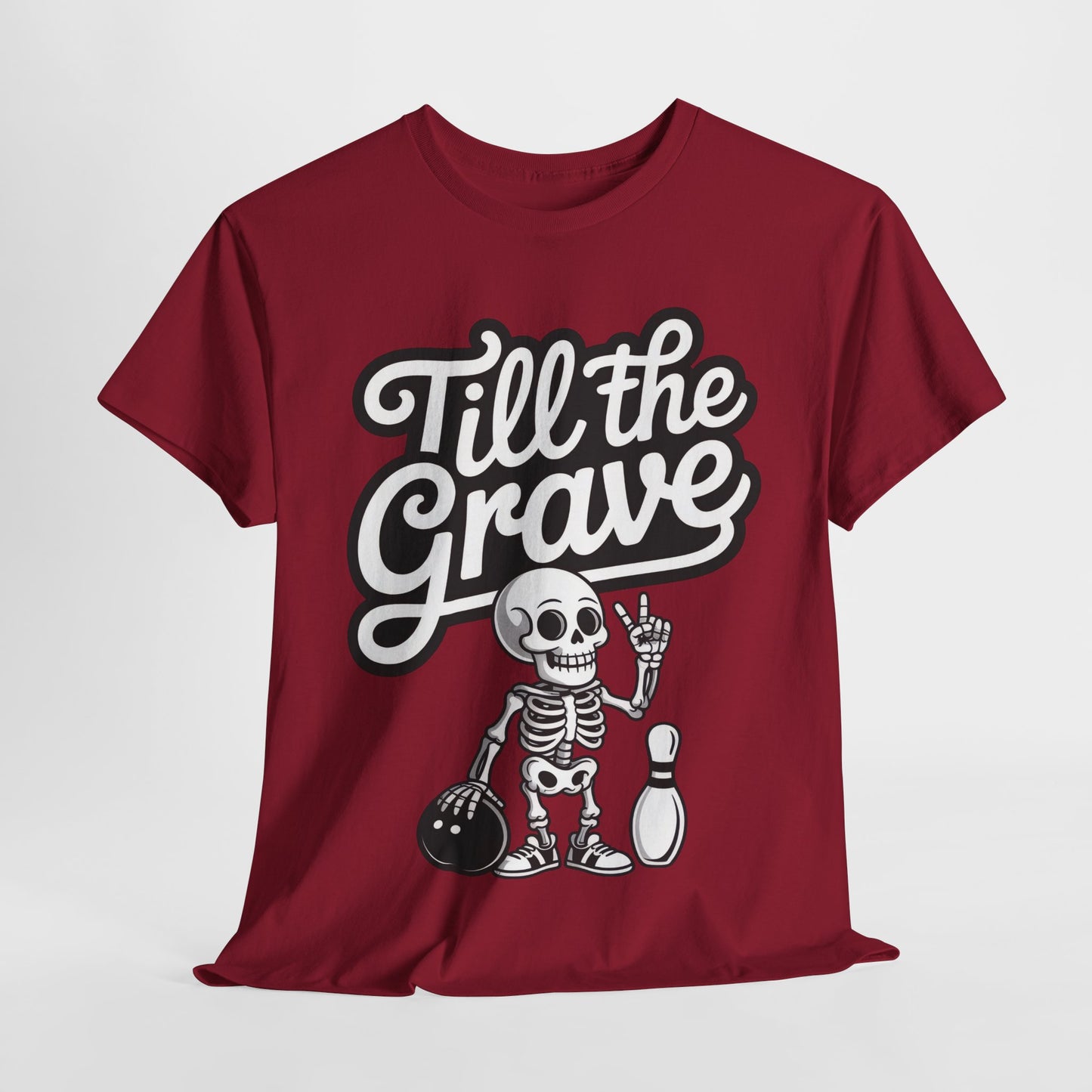 Funny Skeleton Bowling Womens Tee, Till the Grave, Funny Shirt, Halloween Gift, Skull Graphic, Casual Wear, Sporty Style