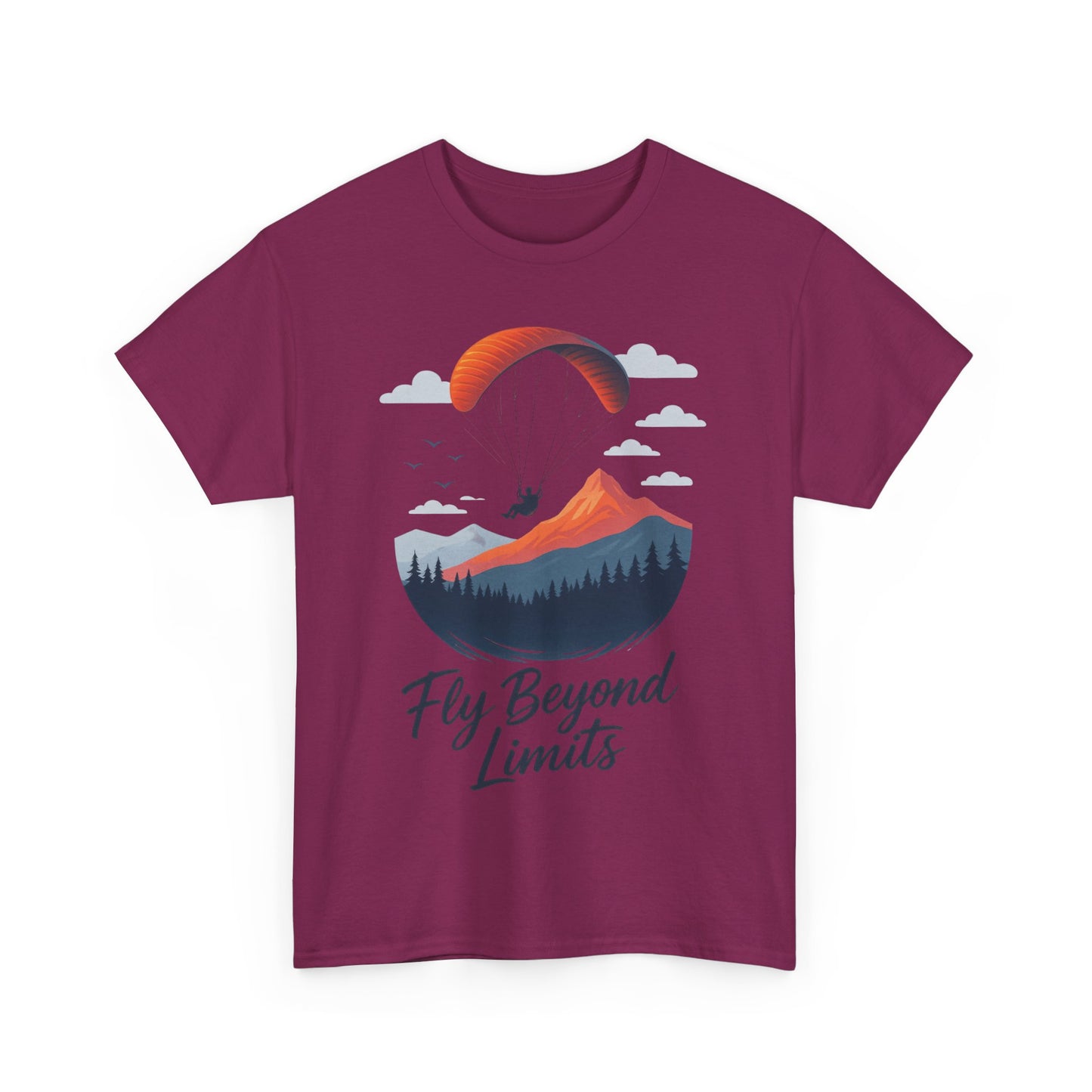 Paragliding Adventure T-Shirt, Mountain Landscape Tee, Nature Travel Lover Shirt, Outdoor Hiking Gift, Unisex Heavy Cotton Tee
