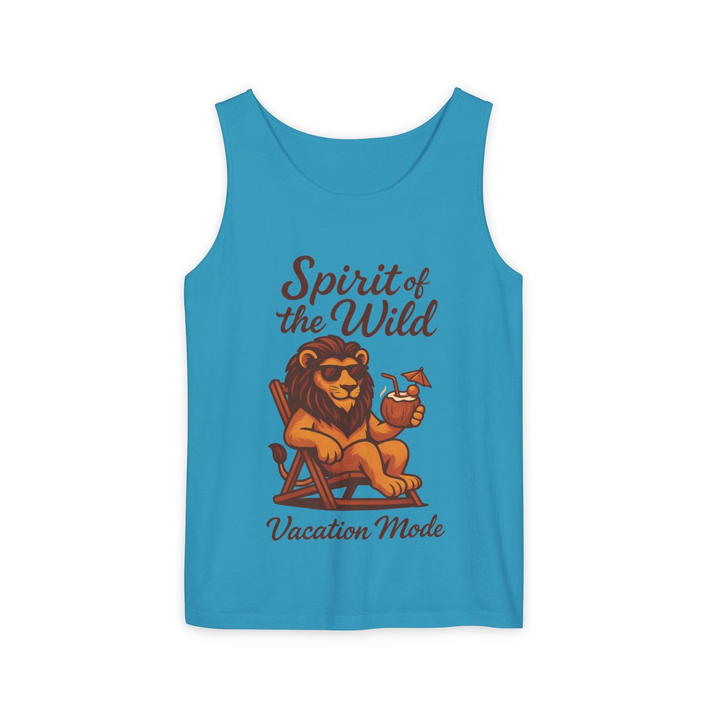 Spirit of the Wild Lion Tank Top - Vacation Mode Funny Summer Sleeveless Shirt for Men, Summer Wear, Graphic Tees, Beach Outfit