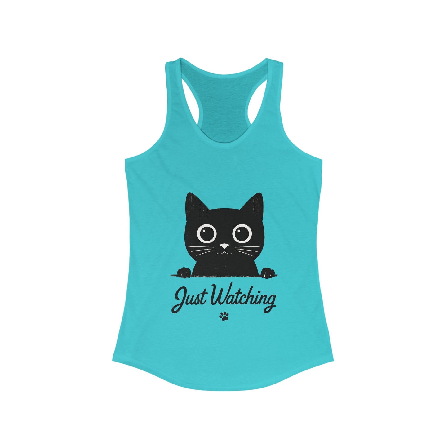Just Watching Cat Womens Tank Top - Cute Black Kitty Sleeveless Shirt - Funny Summer Cat Lover Gift, Summer Beach Wear, Pet Themed Apparel