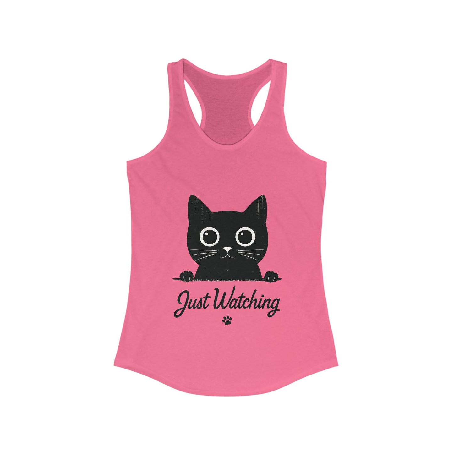 Just Watching Cat Womens Tank Top - Cute Black Kitty Sleeveless Shirt - Funny Summer Cat Lover Gift, Summer Beach Wear, Pet Themed Apparel