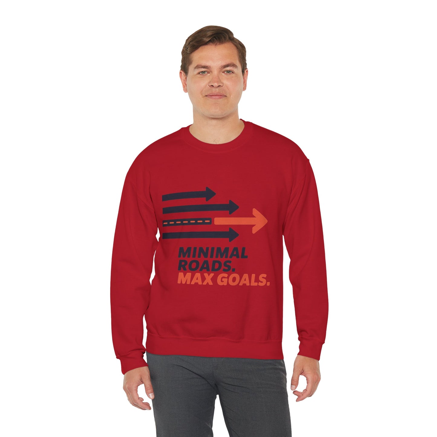 Mens Heavy Blend™ Crewneck Sweatshirt, Minimal Roads Max Goals Motivational Mens Sweatshirt