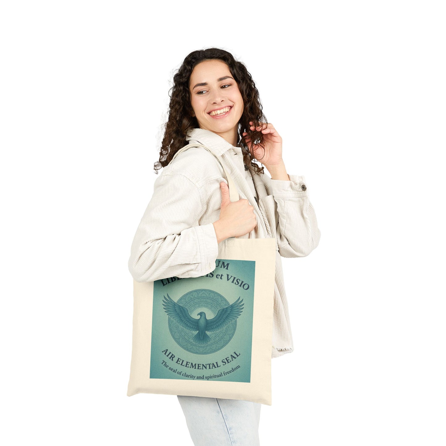 Air Element Totem Mandala Tote Bag, Sigillum Libertatis et Visio, Spiritual Freedom & Clarity Design, Spiritual Accessory