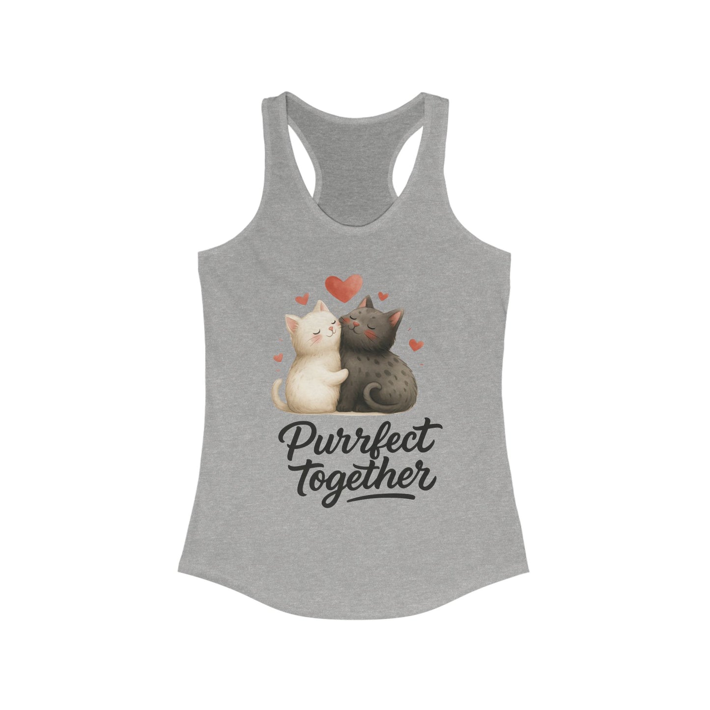 Purrfect Together Cat Lovers Tank, Women's Racerback, Cute Pet Shirt, Gift for Cat Owners, Birthday, Adoption Day, Valentine's Day