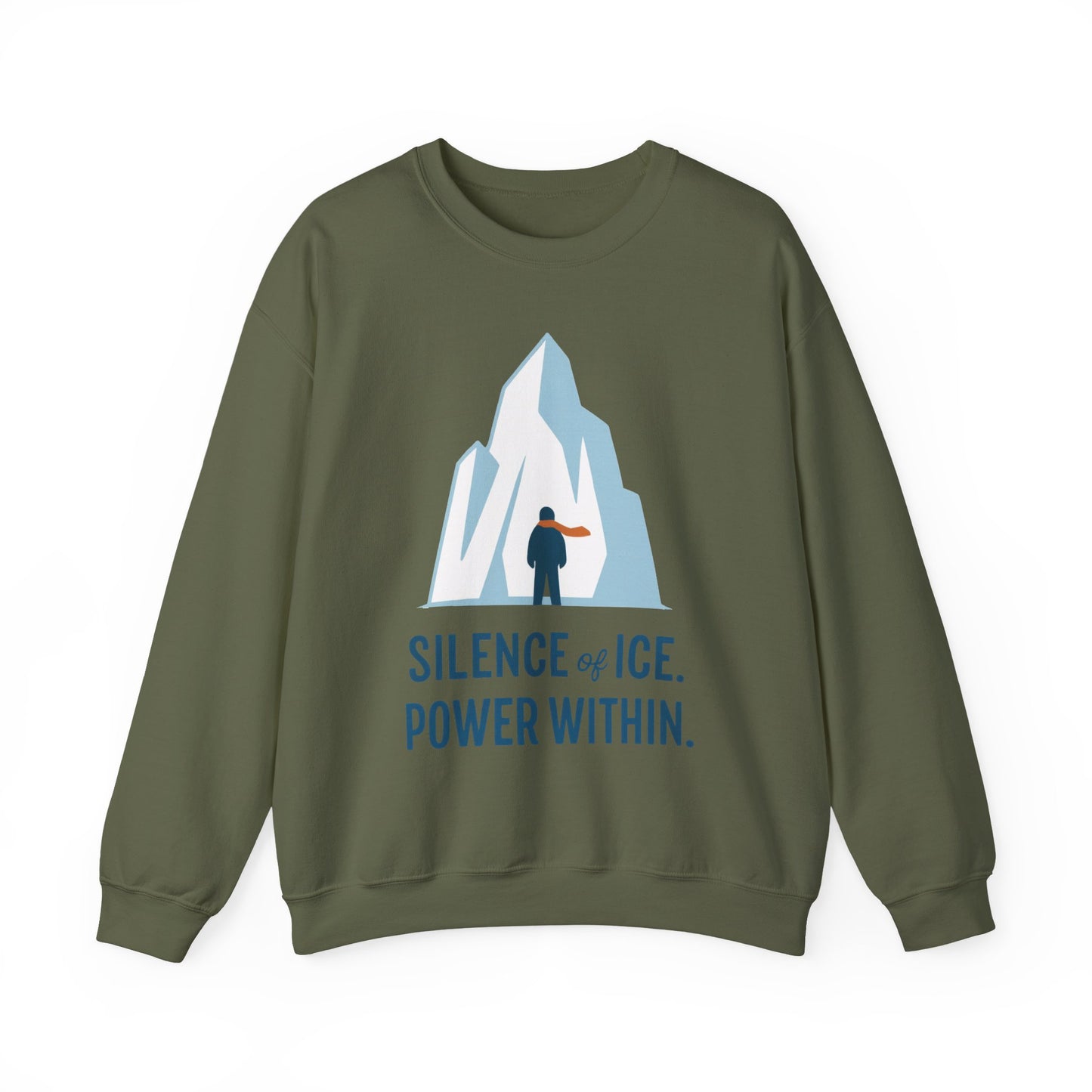 Men's Heavy Blend™ Crewneck Sweatshirt, Silence of Ice Power Within Sweatshirt, Nordic Iceberg Minimalist Pullover