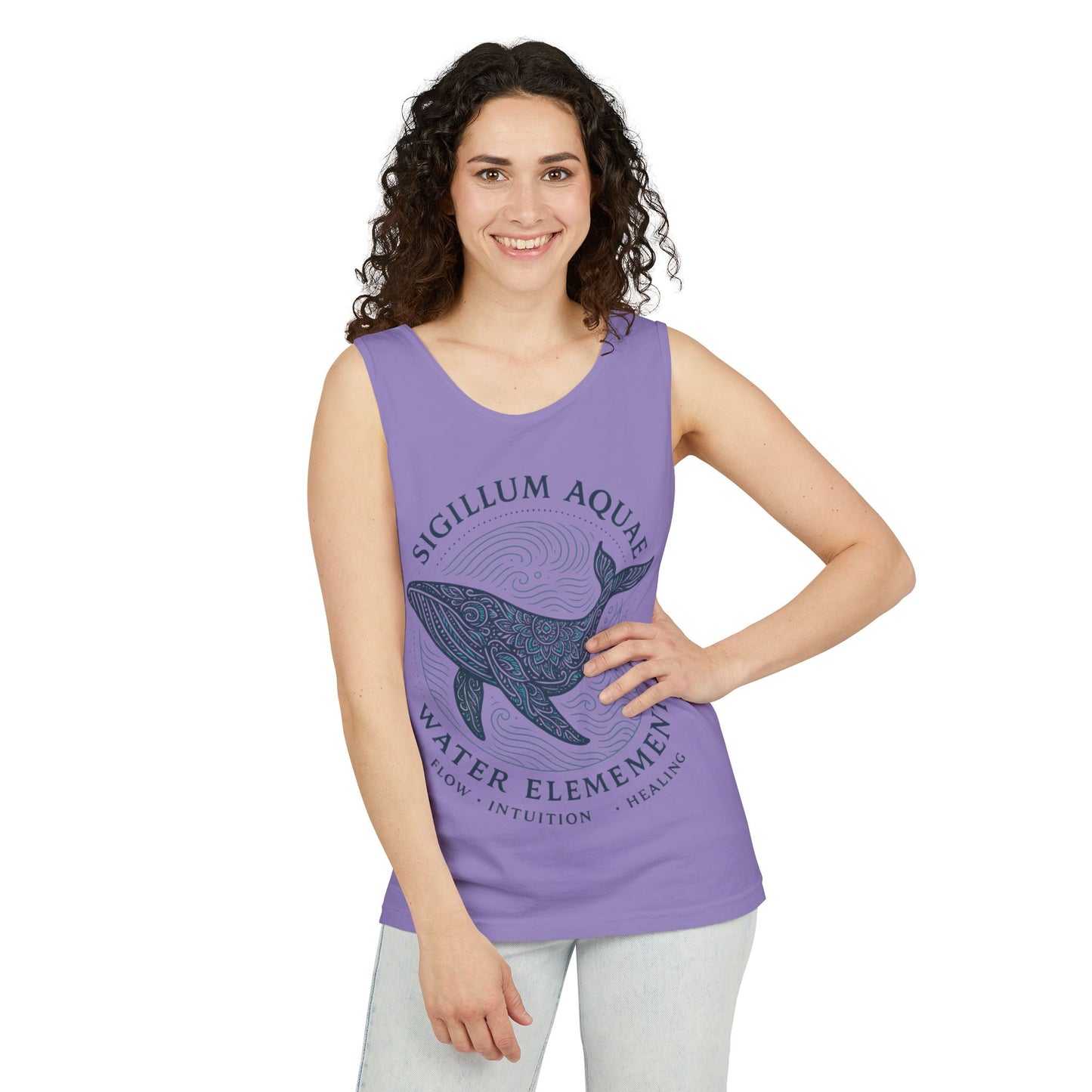 Water Element Whale Tank Top, Sigillum Aquae Symbol, Spiritual Ocean Totem Tee, Nature Energy Tee, Beachwear, Mindfulness Fashion