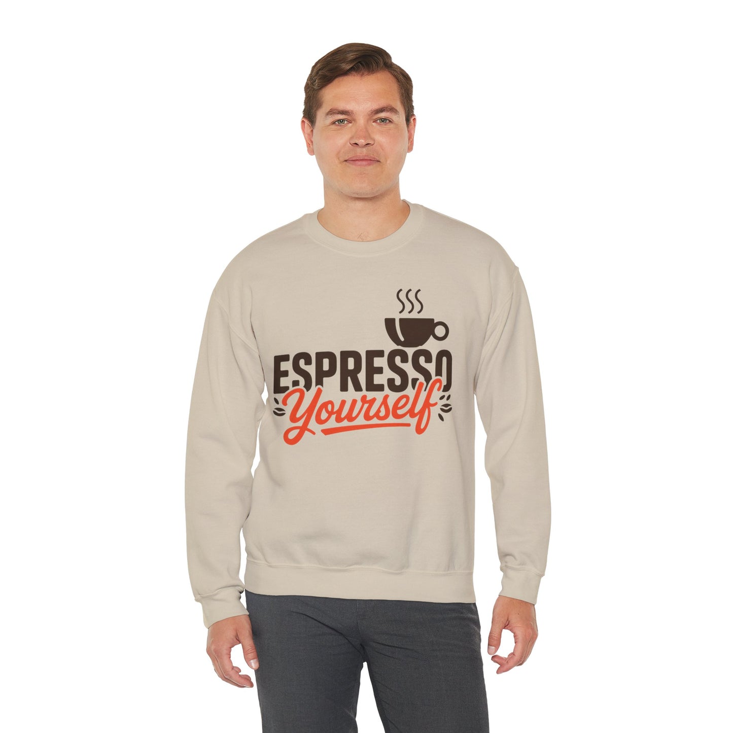 Men's Heavy Blend™ Crewneck Sweatshirt, Espresso Yourself Sweatshirt, Funny Coffee Lover Mens Crewneck, Cafe Lover Gift