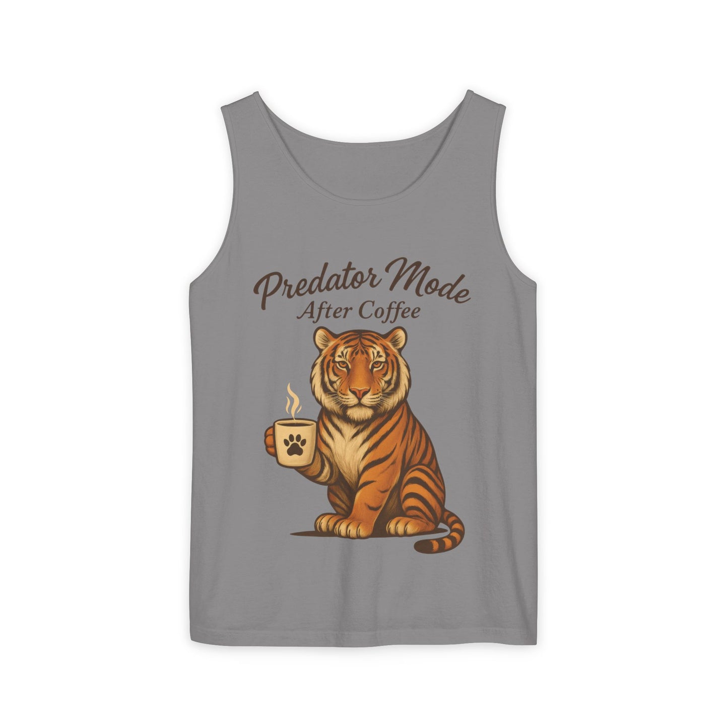 Predator Mode After Coffee Tank Top - Funny Coffee Lover Mens Muscle Tank - Tiger Caffeine Gym Shirt - Morning Motivation Top