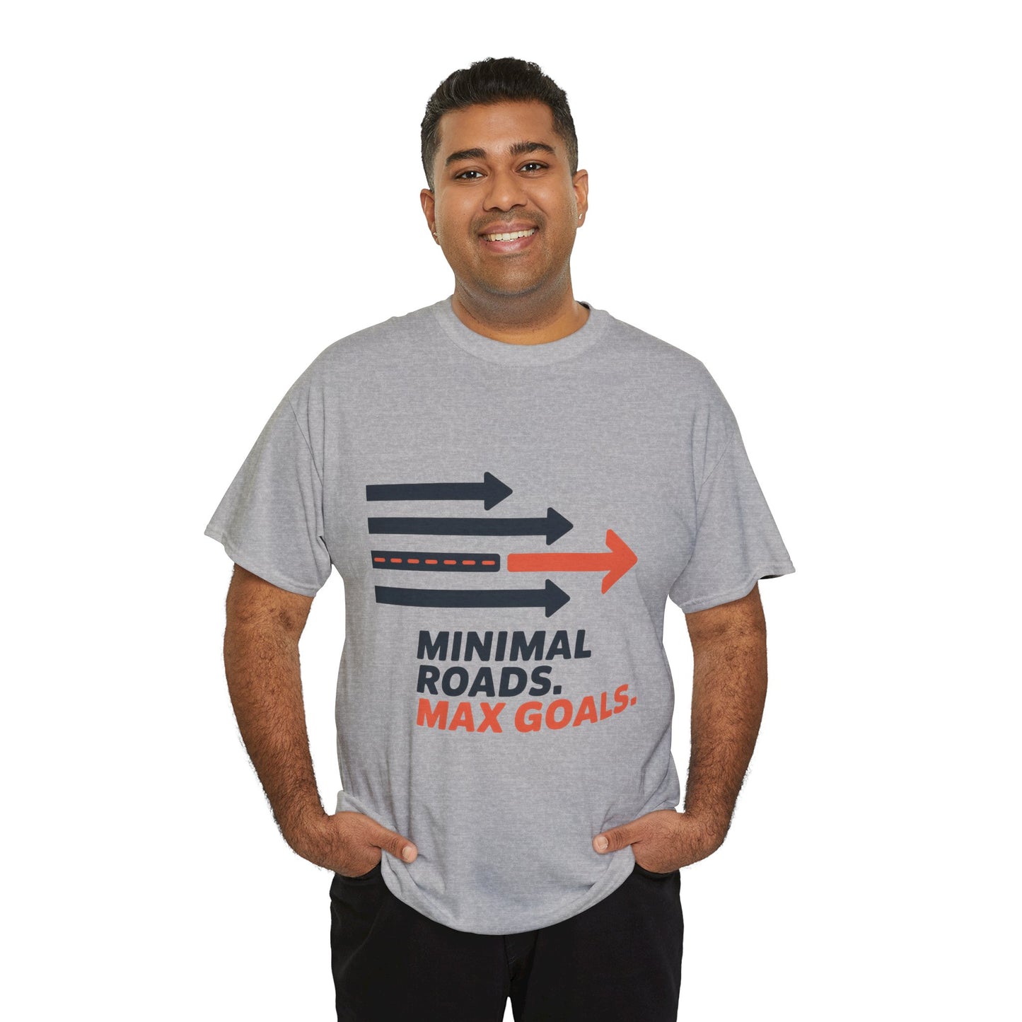 Minimal Roads Max Goals Motivational Mens T-Shirt, Urban Style Graphic Tee