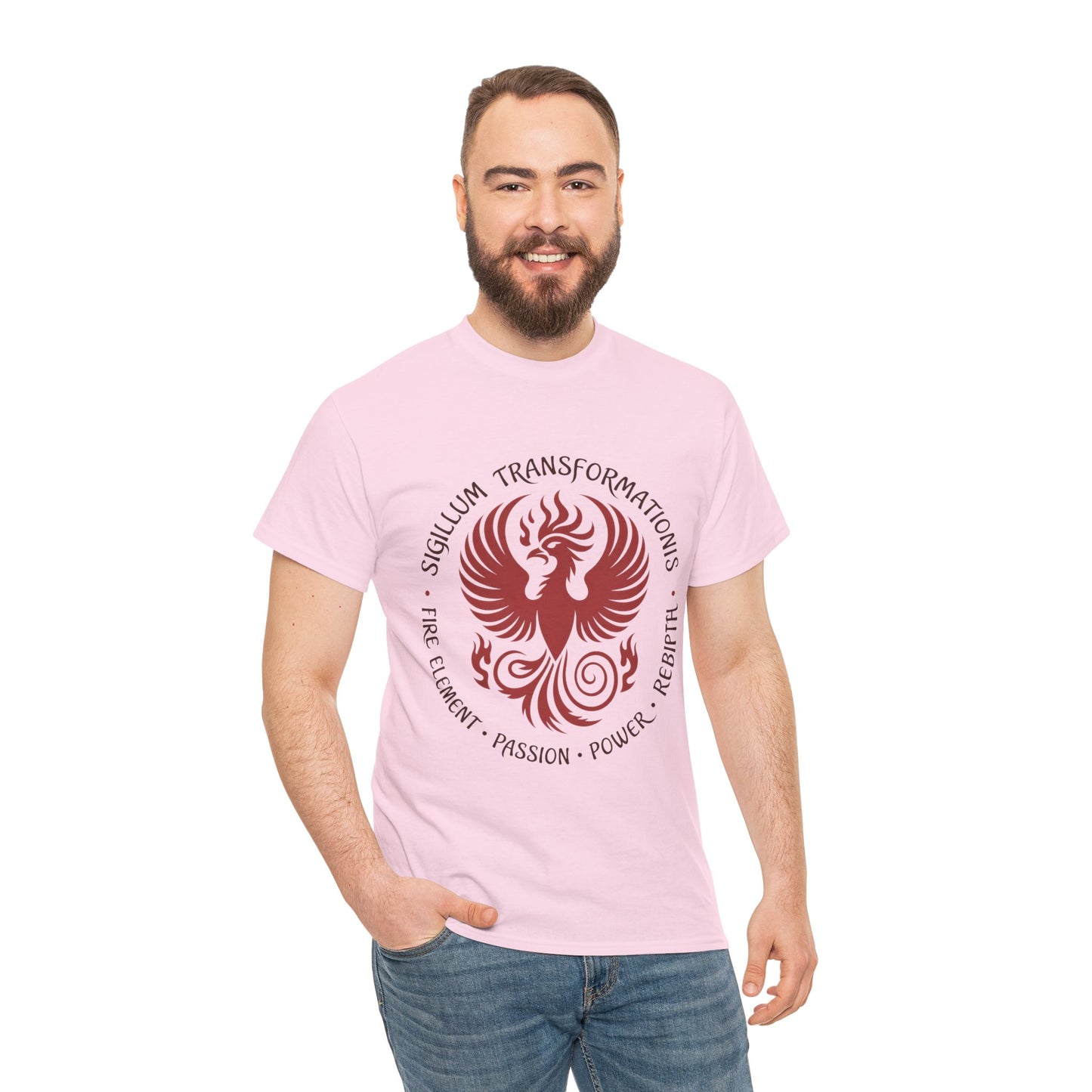 Phoenix Fire Element T-Shirt, Sigillum Transformationis Seal, Passion Power Rebirth Totem, Phoenix Symbol Unisex Tee, Spiritual Tee