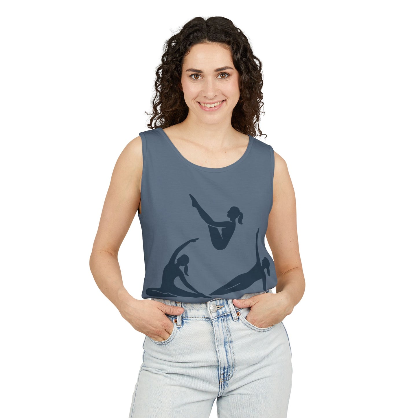 Womens Garment-Dyed Tank Top, Womens Pilates Tank Top, Yoga Fitness Graphic Top, Cute Workout Gym Shirt